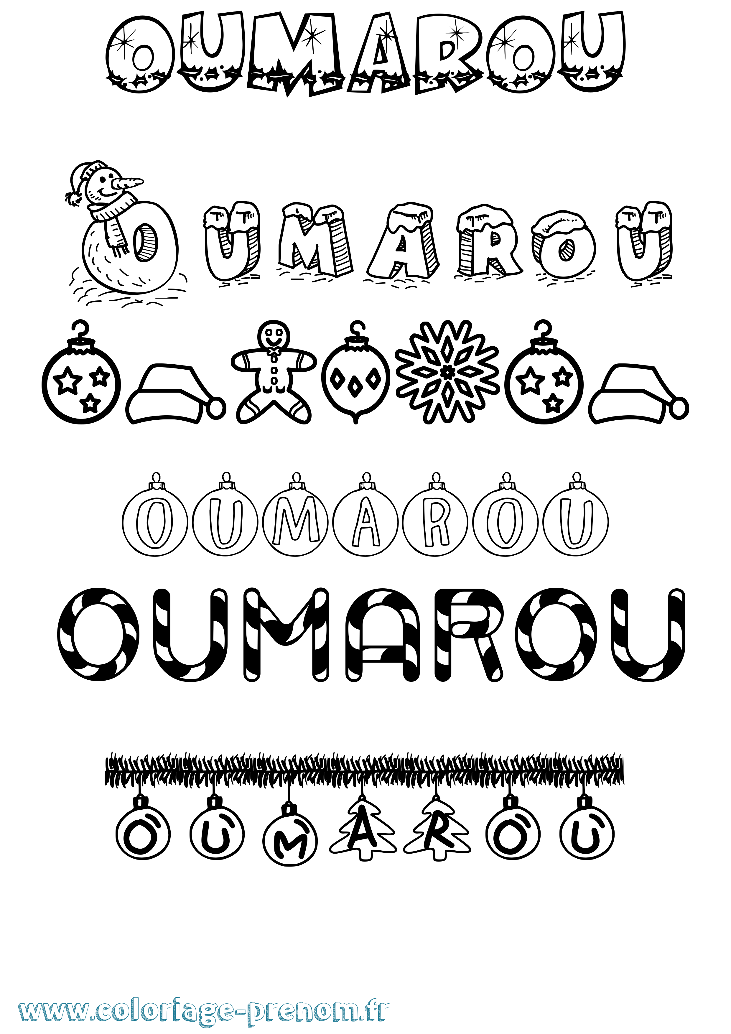 Coloriage Oumarou Noël Coloriage prénom Oumarou Noël