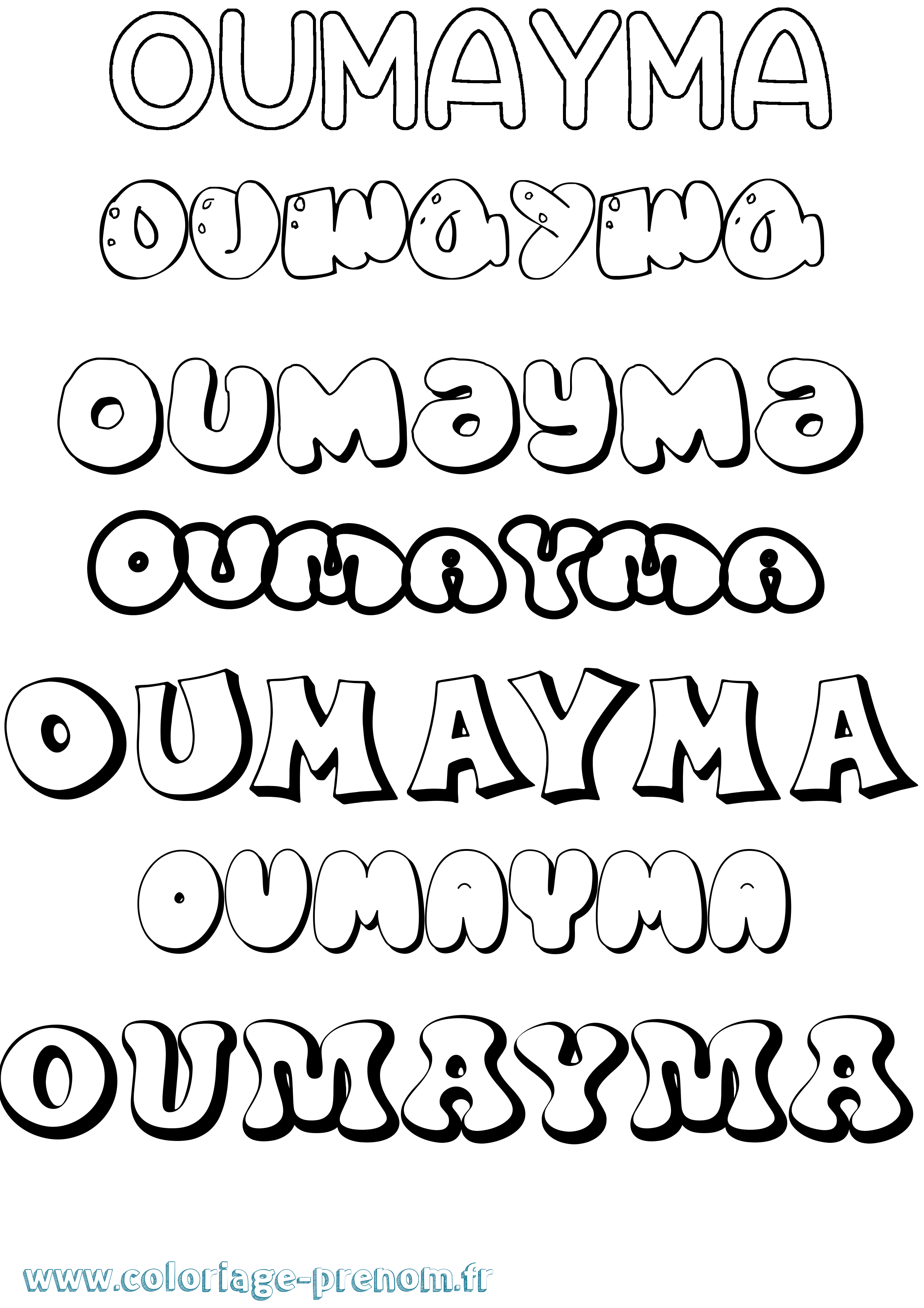 Coloriage Oumayma Bubble Coloriage prénom Oumayma Bubble