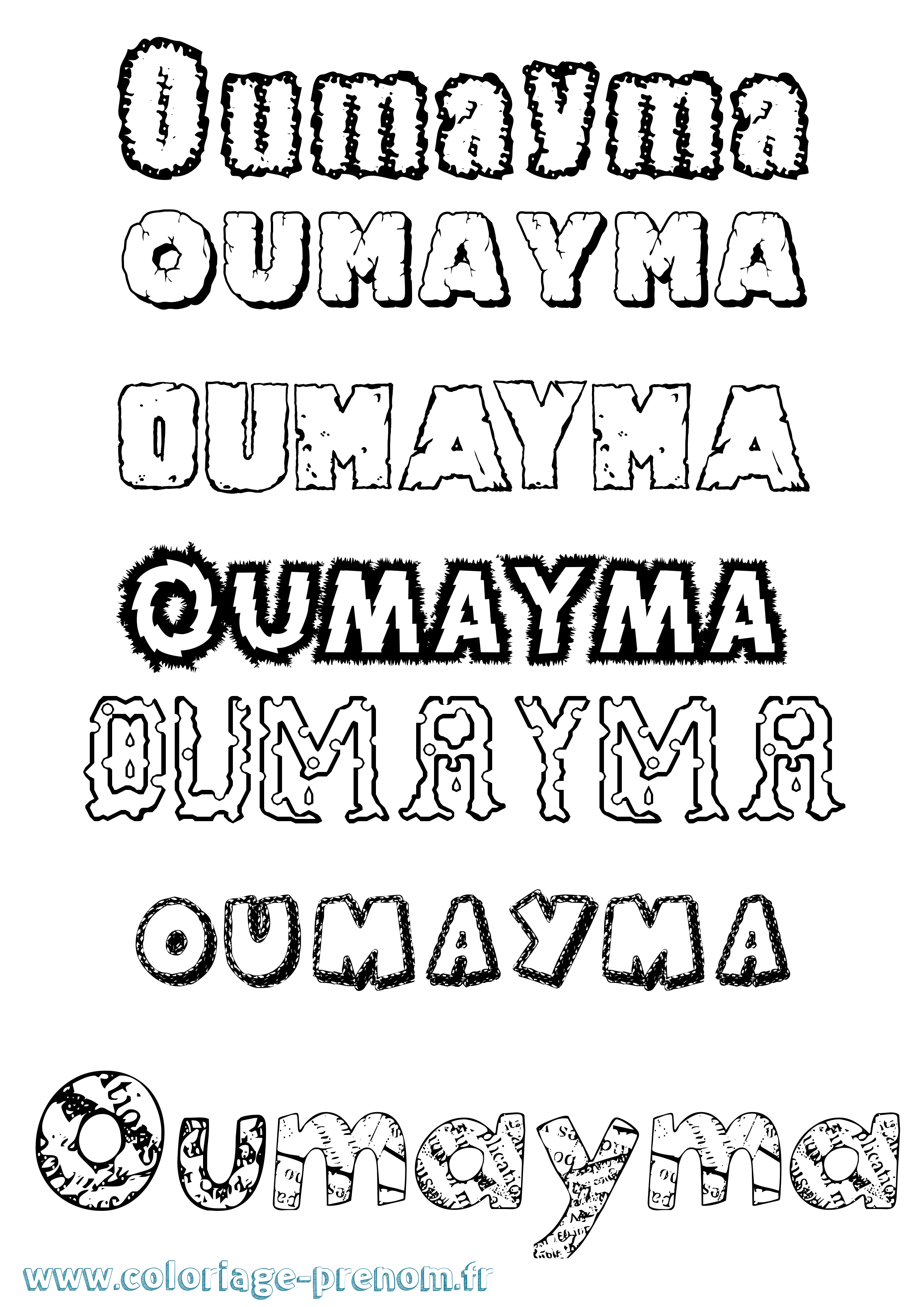 Coloriage Oumayma Destructuré Coloriage prénom Oumayma Destructuré