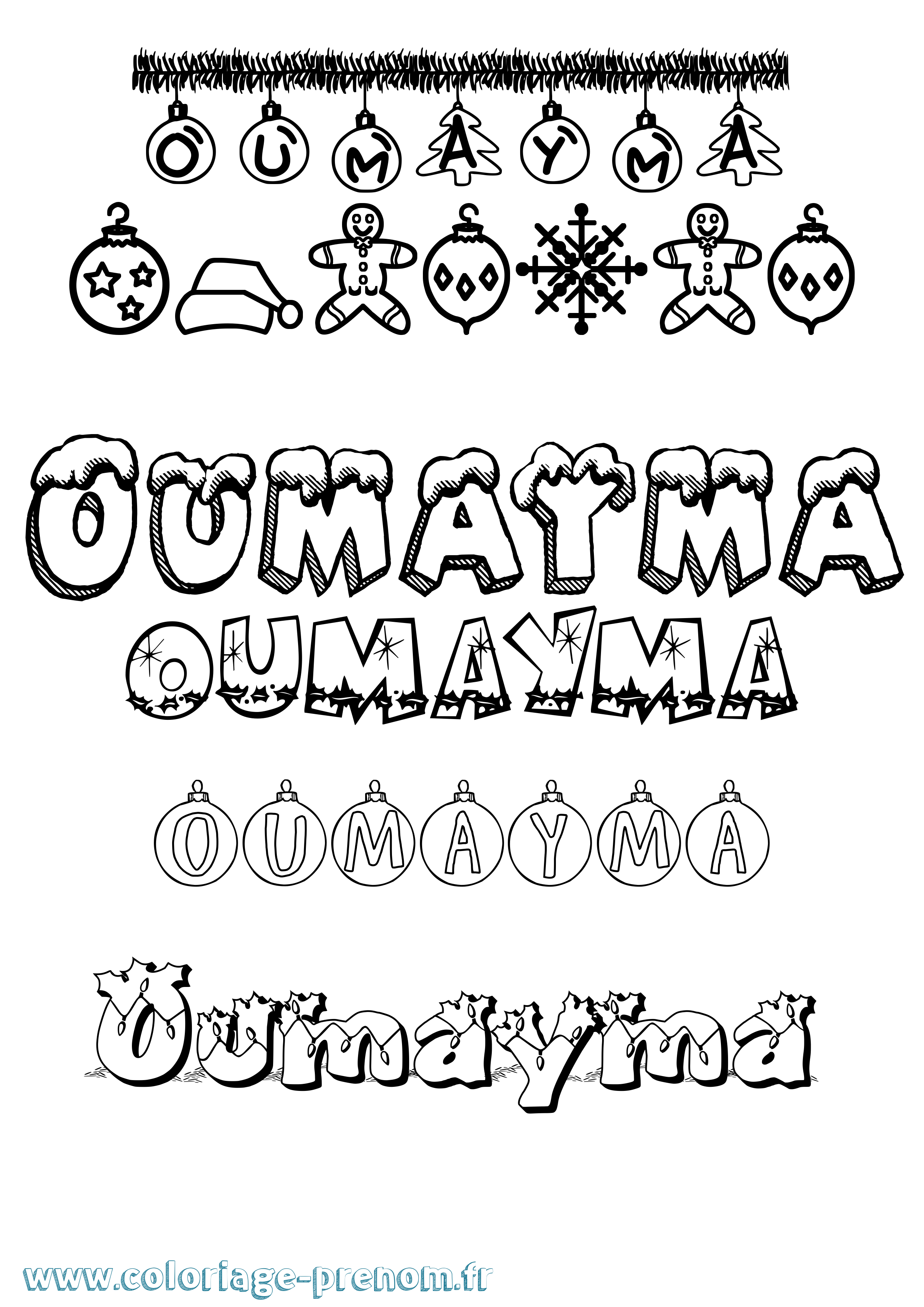 Coloriage Oumayma Noël Coloriage prénom Oumayma Noël