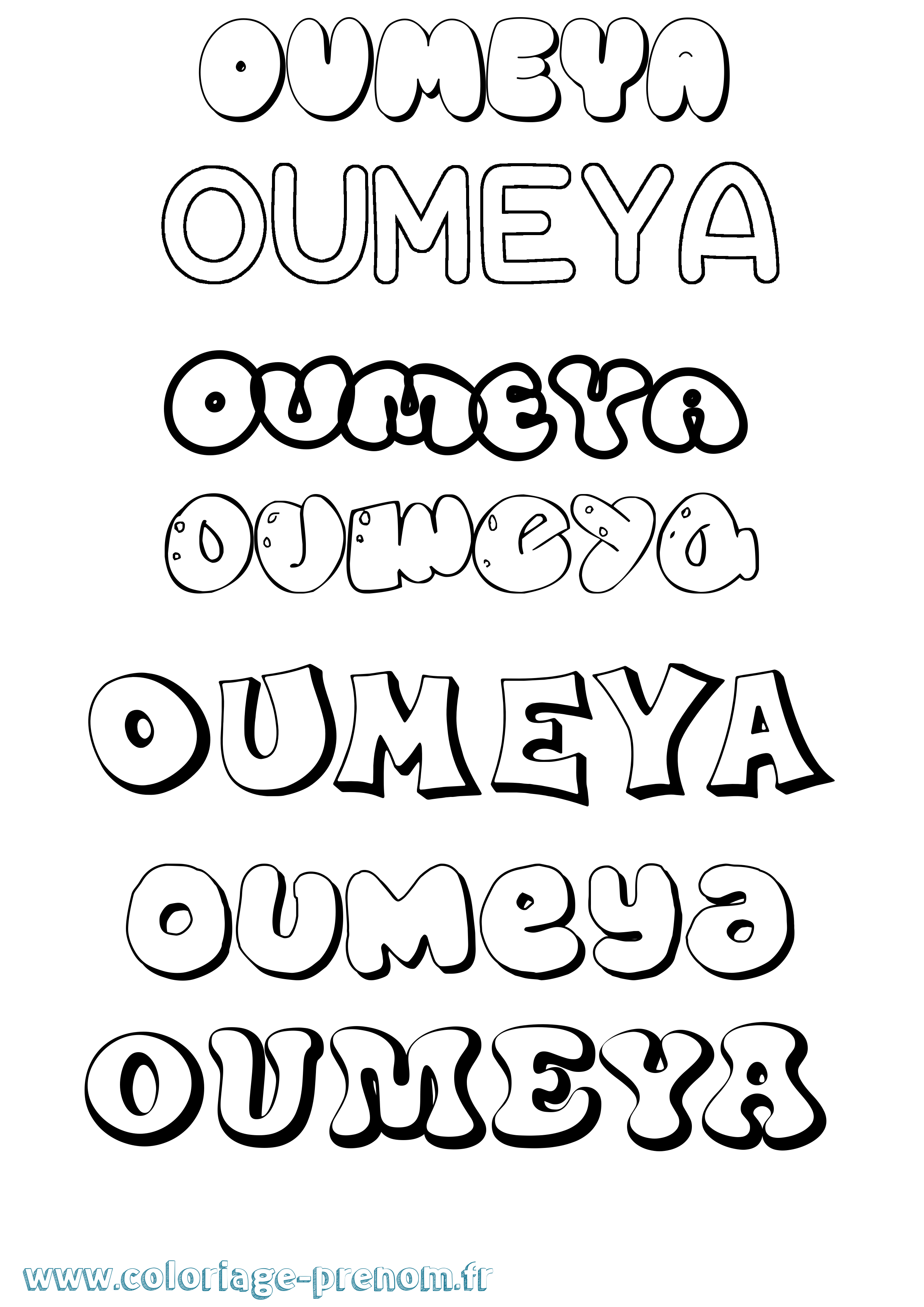 Coloriage Oumeya Bubble Coloriage prénom Oumeya Bubble