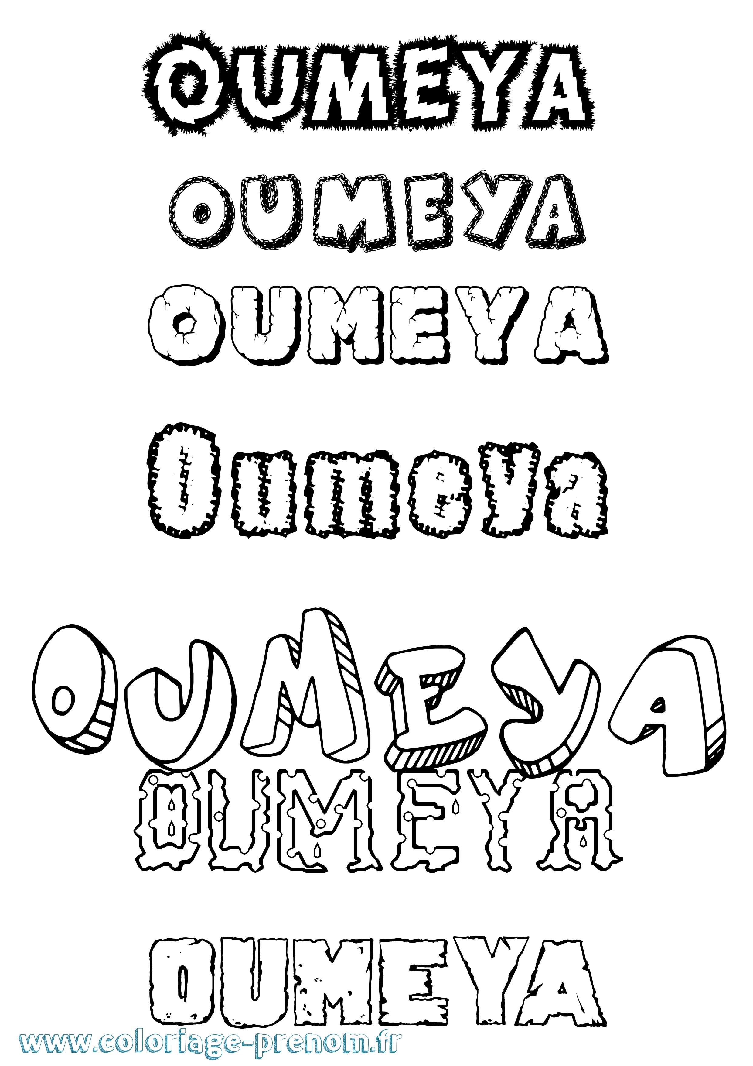 Coloriage Oumeya Destructuré Coloriage prénom Oumeya Destructuré