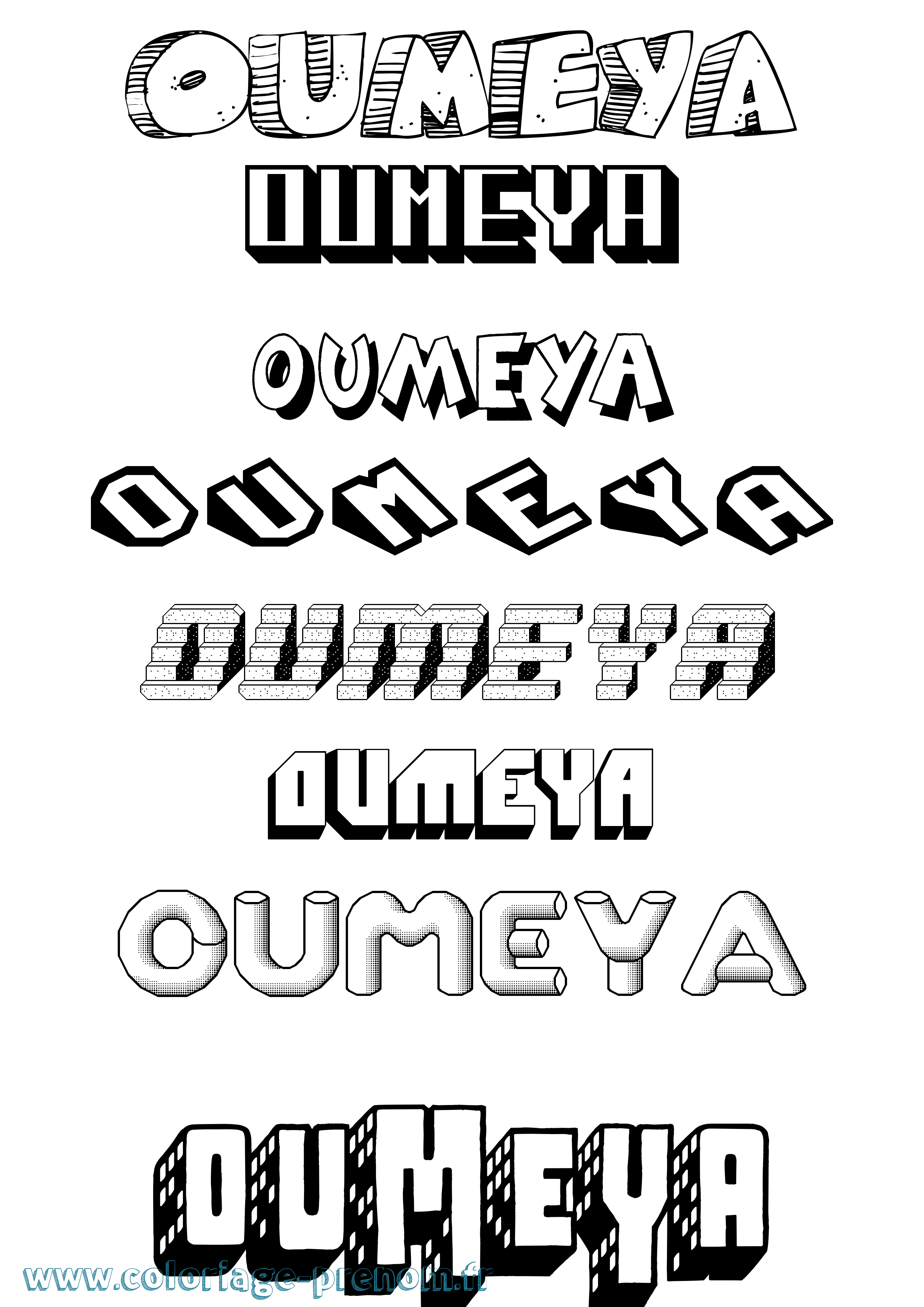 Coloriage Oumeya Effet 3D Coloriage prénom Oumeya Effet 3D
