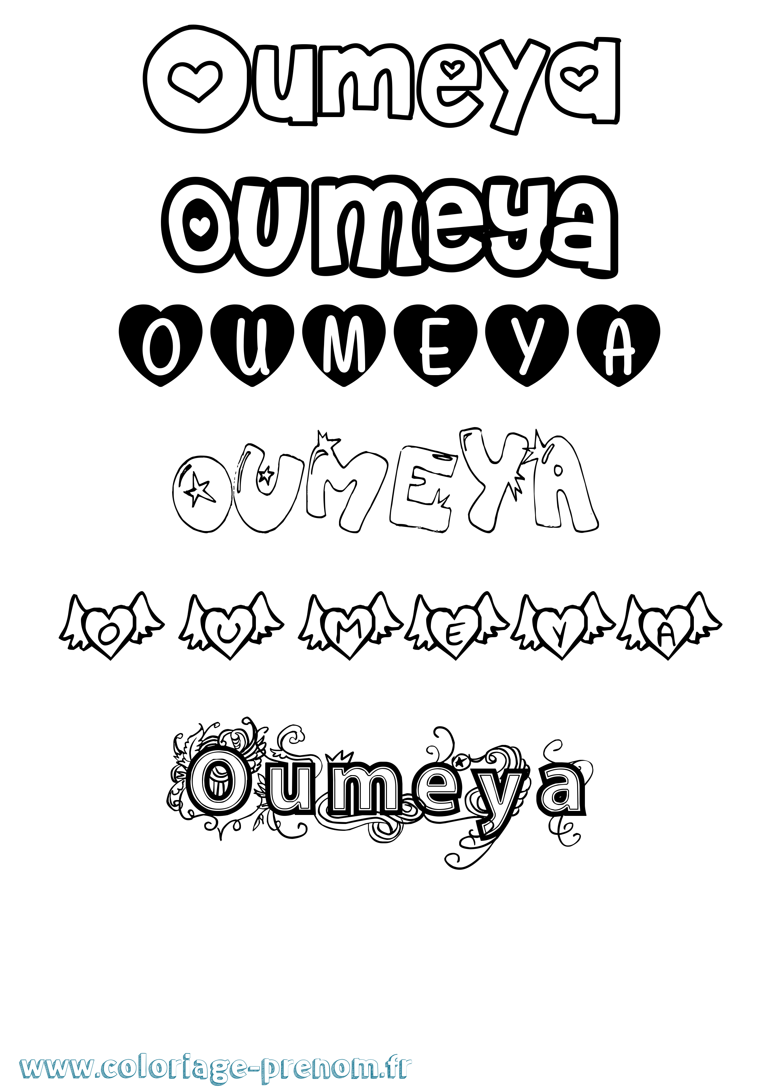Coloriage Oumeya Girly Coloriage prénom Oumeya Girly