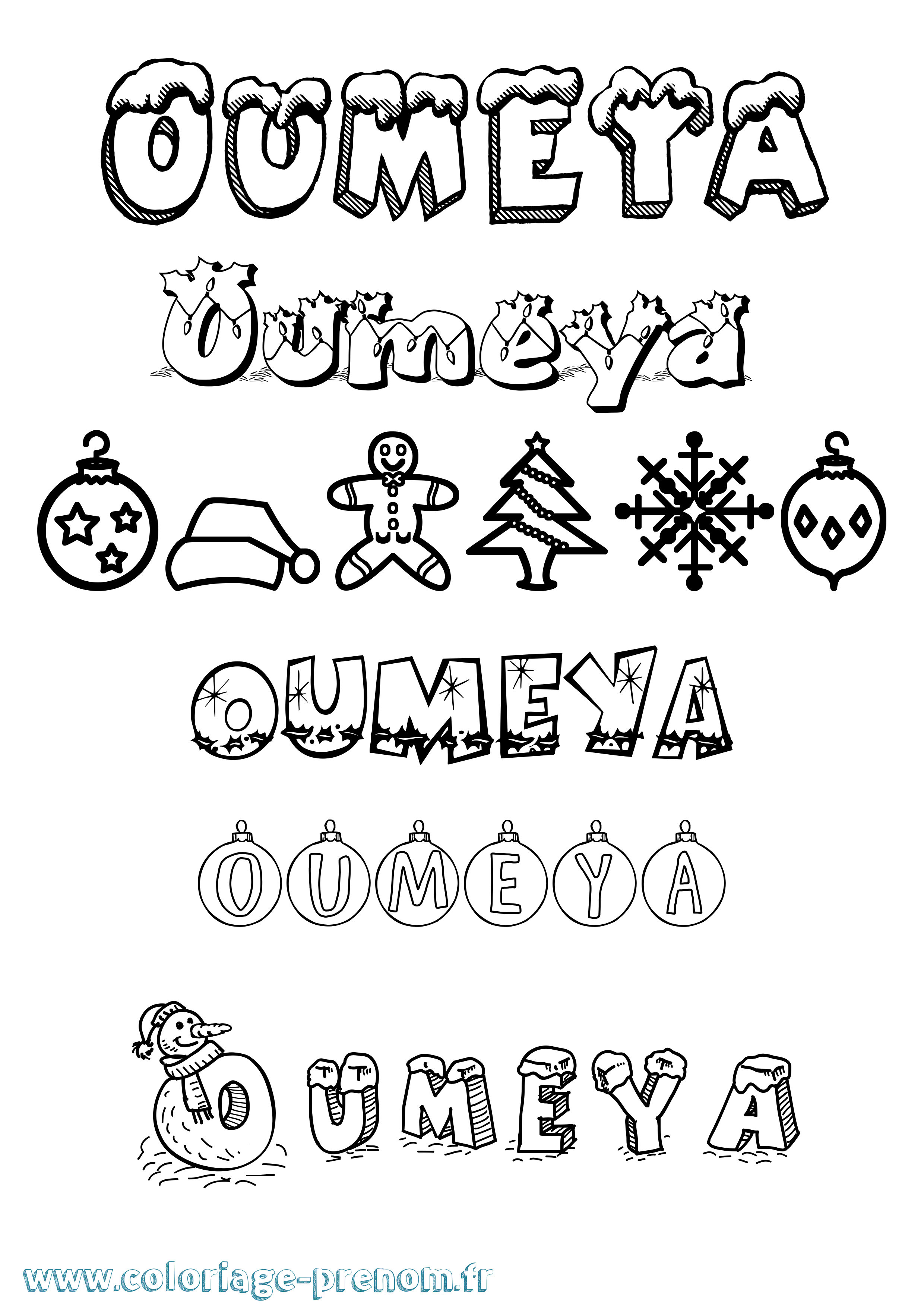 Coloriage Oumeya Noël Coloriage prénom Oumeya Noël