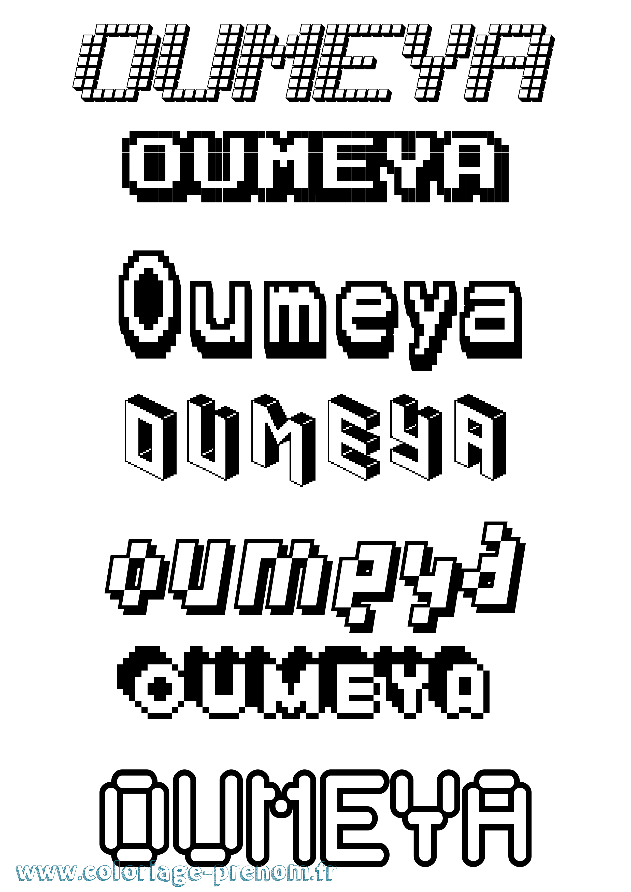 Coloriage Oumeya Pixel Coloriage prénom Oumeya Pixel