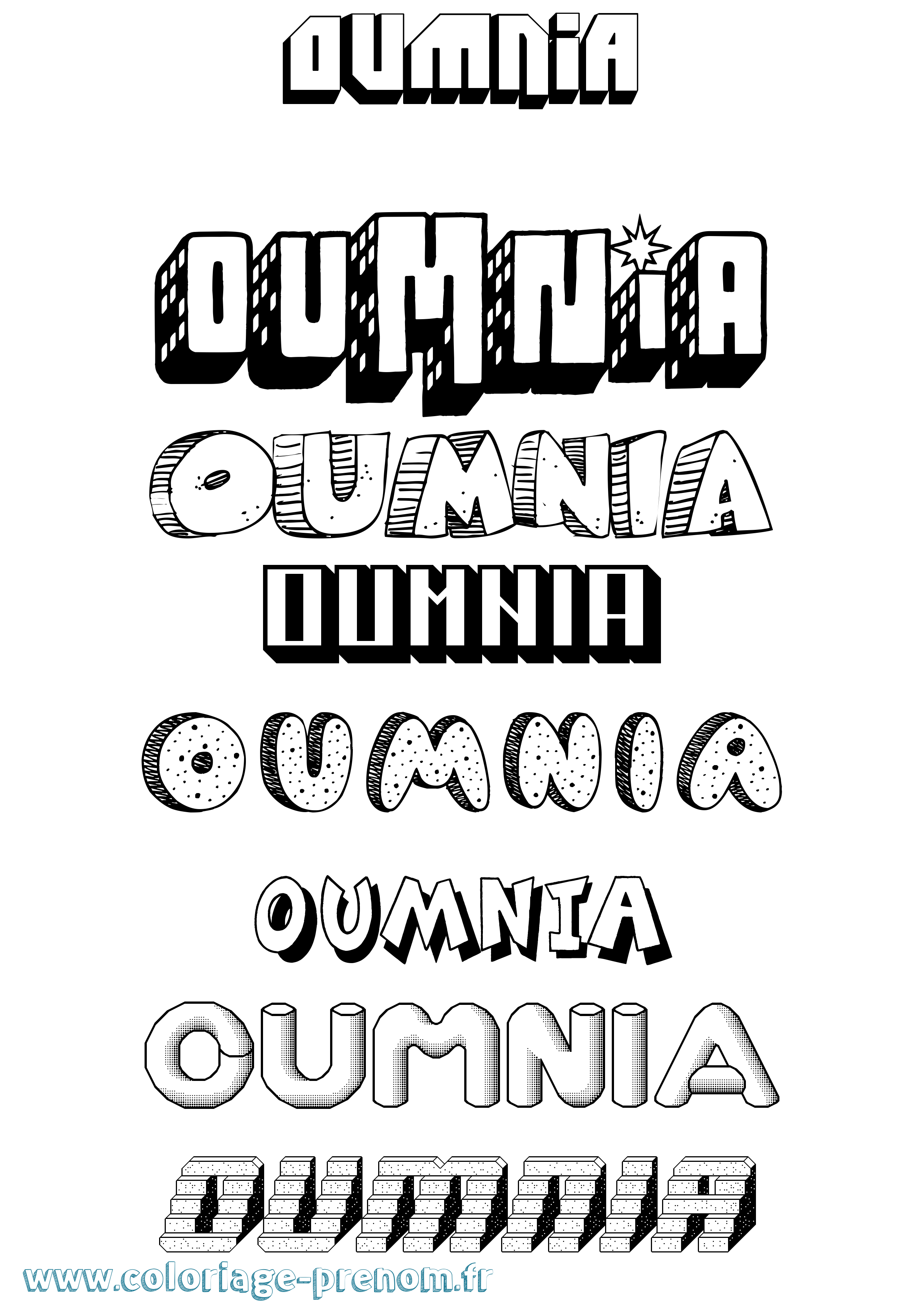 Coloriage Oumnia Effet 3D Coloriage prénom Oumnia Effet 3D