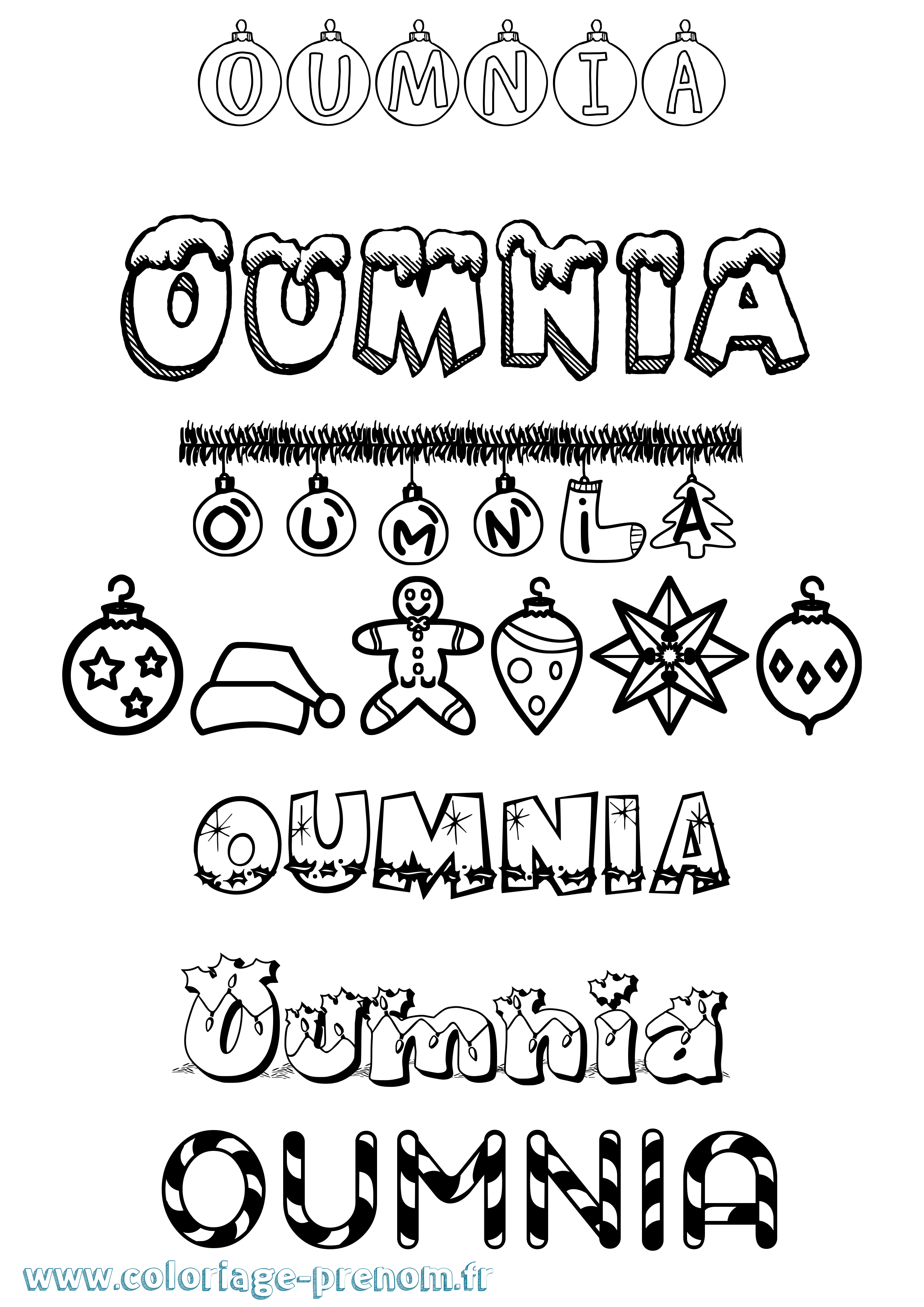 Coloriage Oumnia Noël Coloriage prénom Oumnia Noël