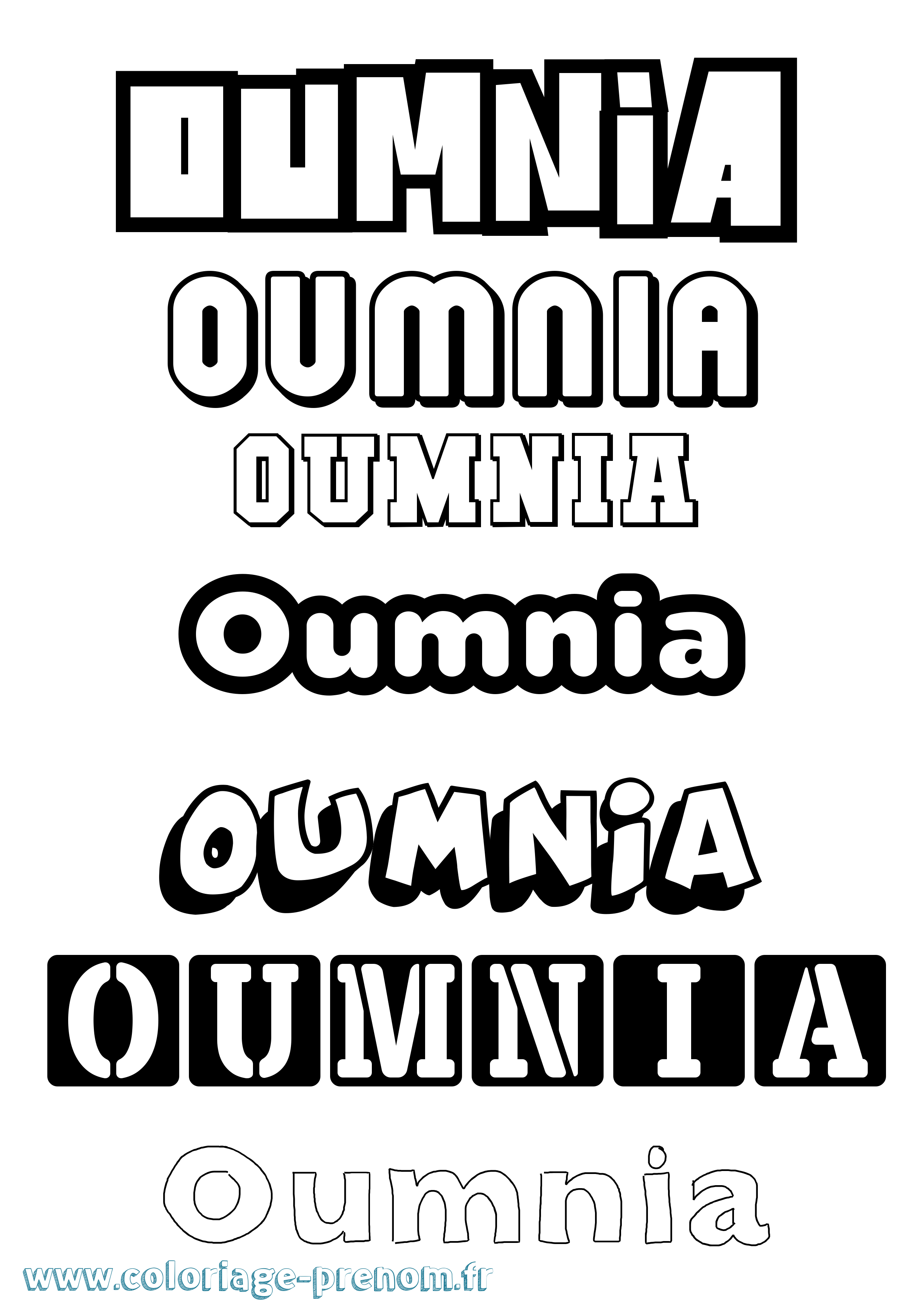 Coloriage Oumnia Simple Coloriage prénom Oumnia Simple