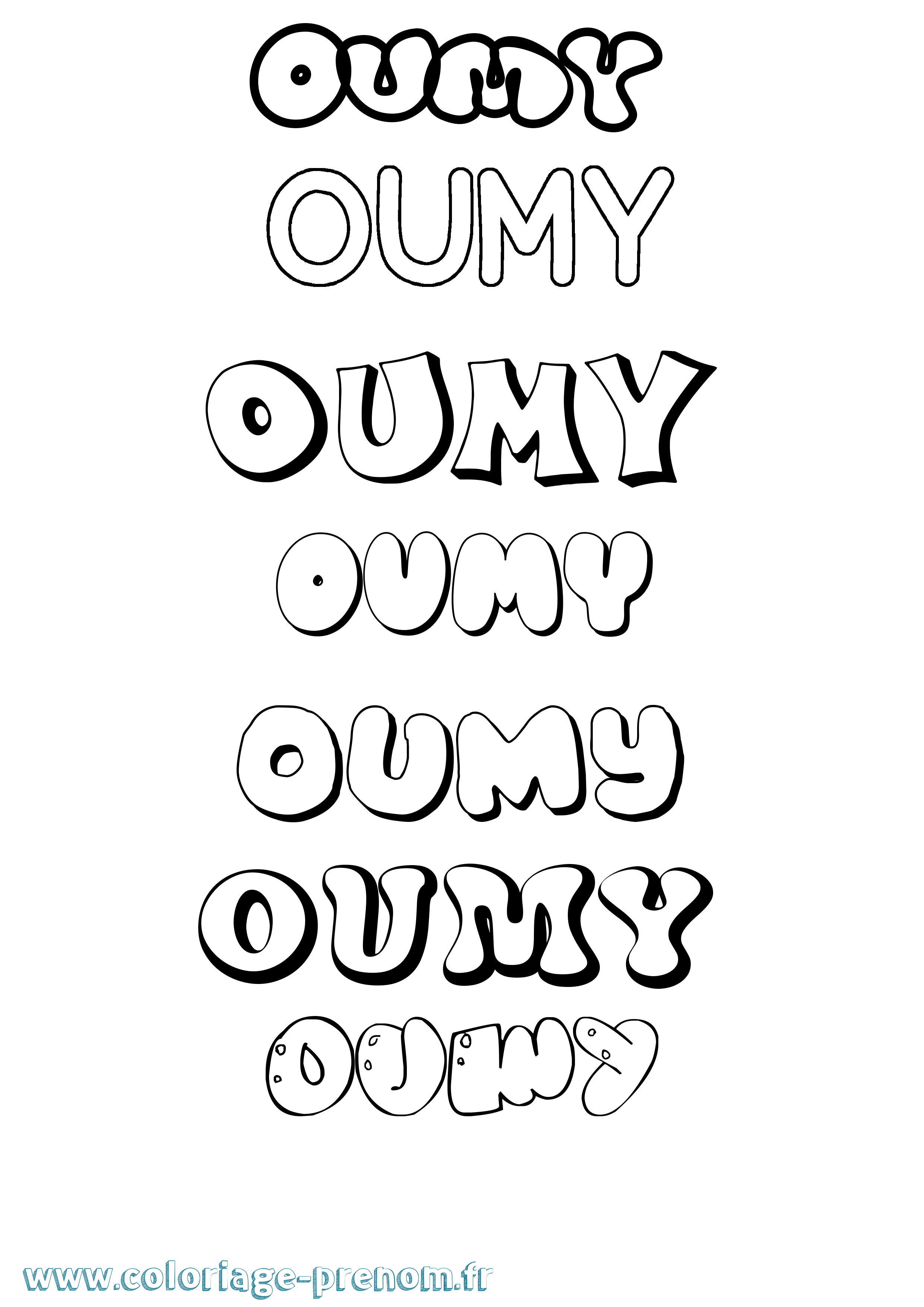 Coloriage Oumy Bubble Coloriage prénom Oumy Bubble