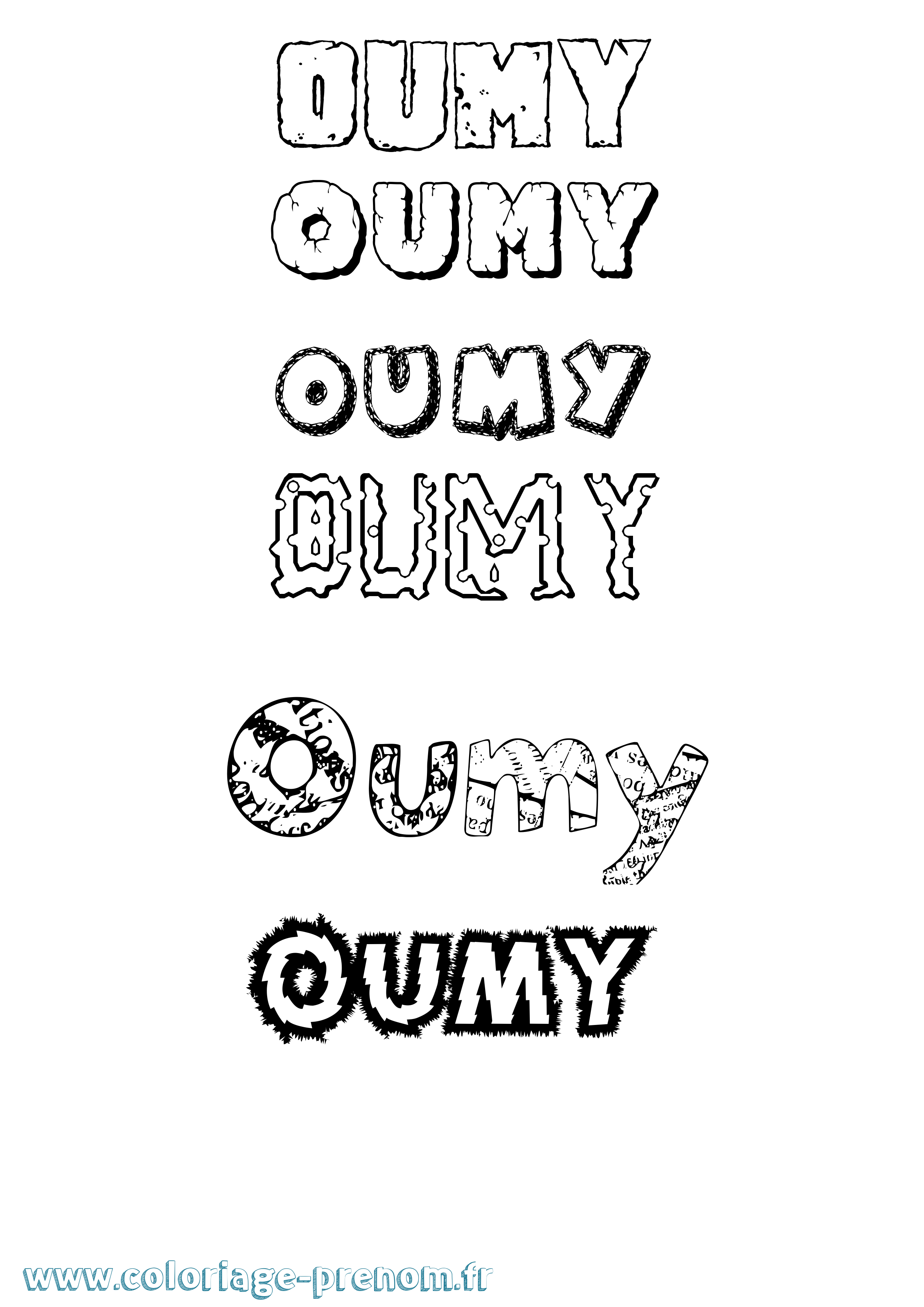 Coloriage Oumy Destructuré Coloriage prénom Oumy Destructuré