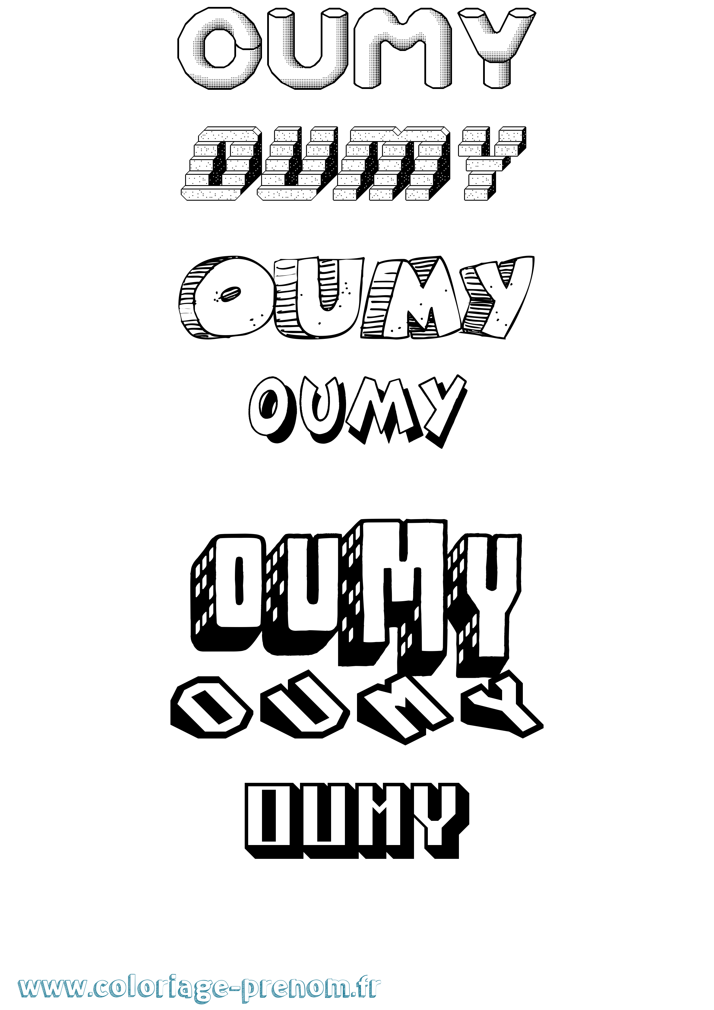 Coloriage Oumy Effet 3D Coloriage prénom Oumy Effet 3D