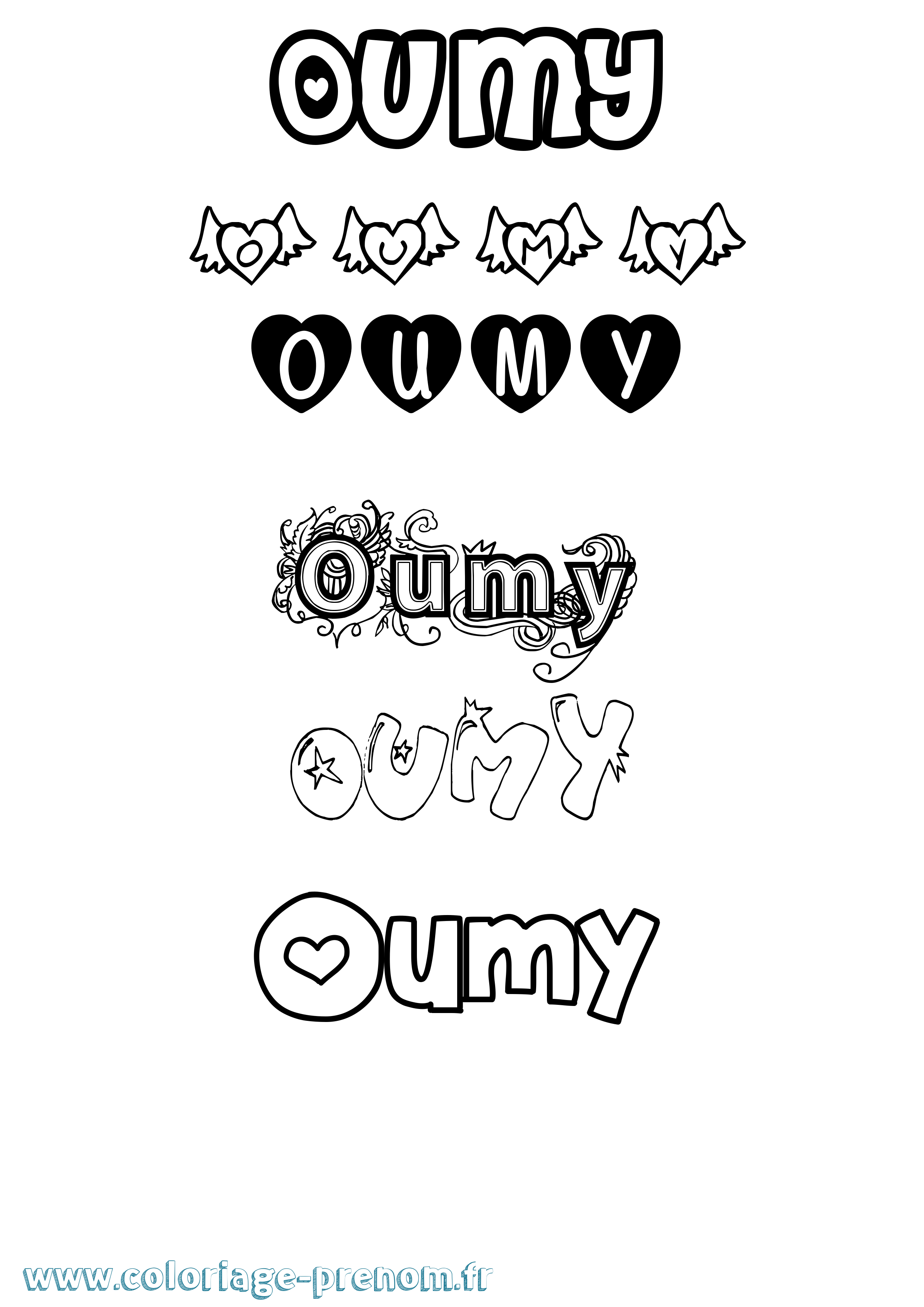 Coloriage Oumy Girly Coloriage prénom Oumy Girly