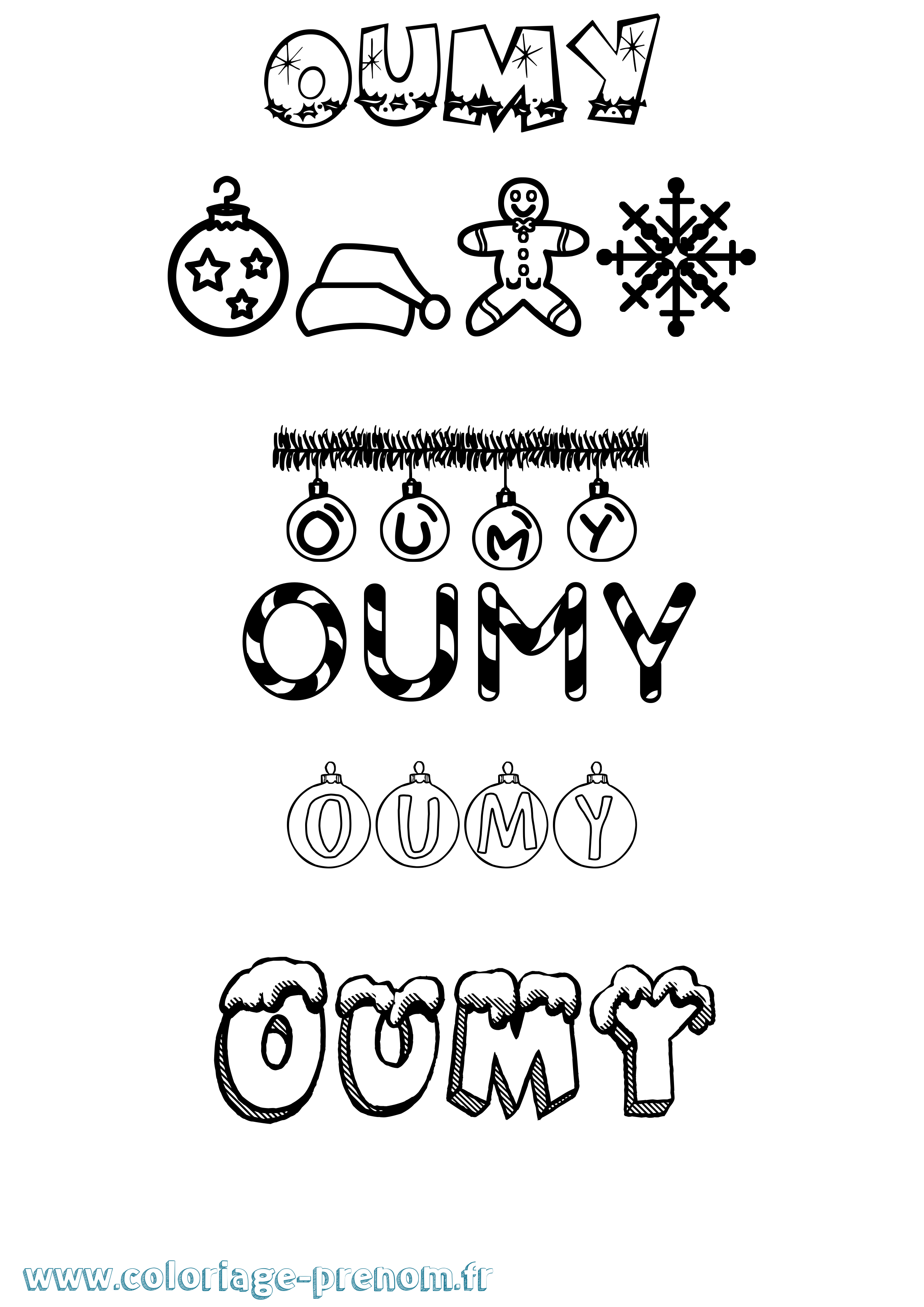 Coloriage Oumy Noël Coloriage prénom Oumy Noël