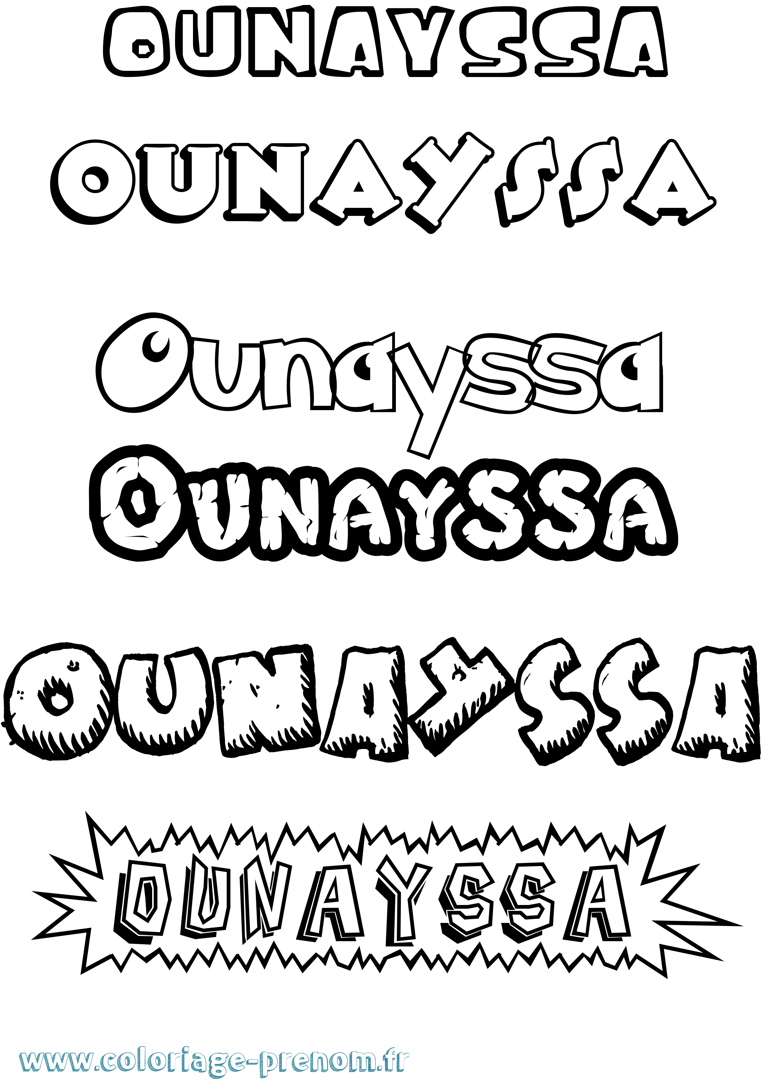 Coloriage Ounayssa Dessin Animé Coloriage prénom Ounayssa Dessin Animé