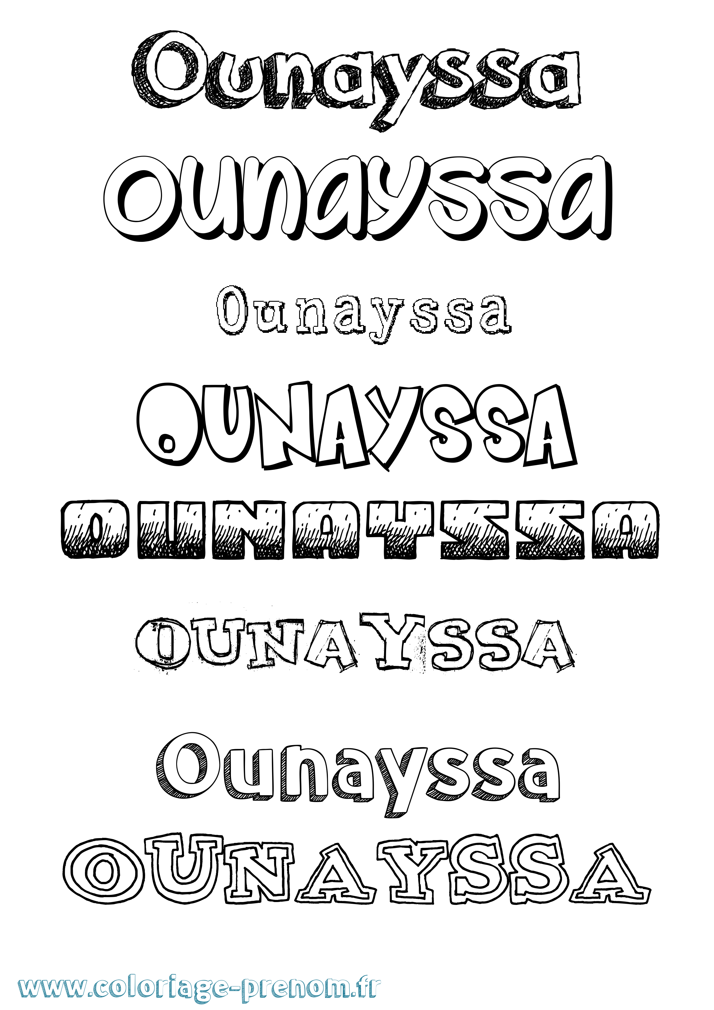 Coloriage Ounayssa Dessiné Coloriage prénom Ounayssa Dessiné