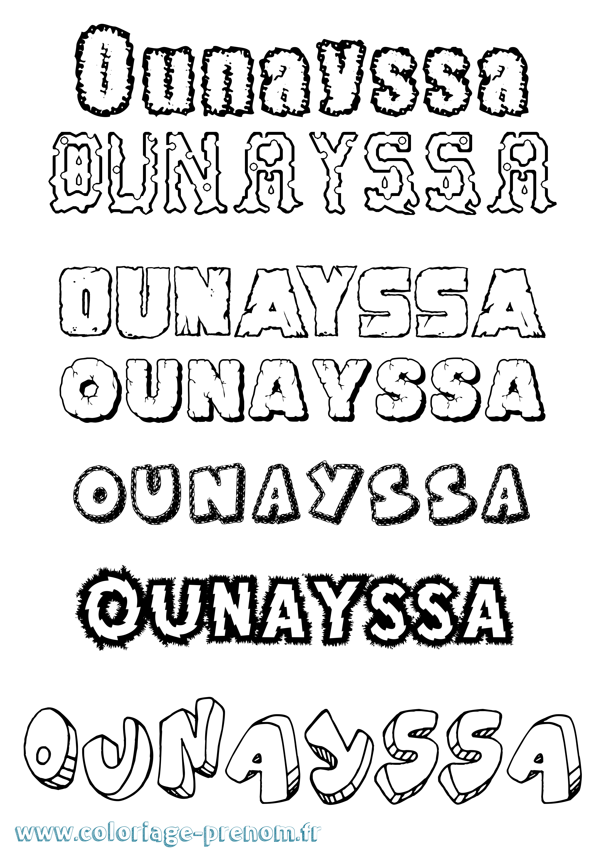 Coloriage Ounayssa Destructuré Coloriage prénom Ounayssa Destructuré