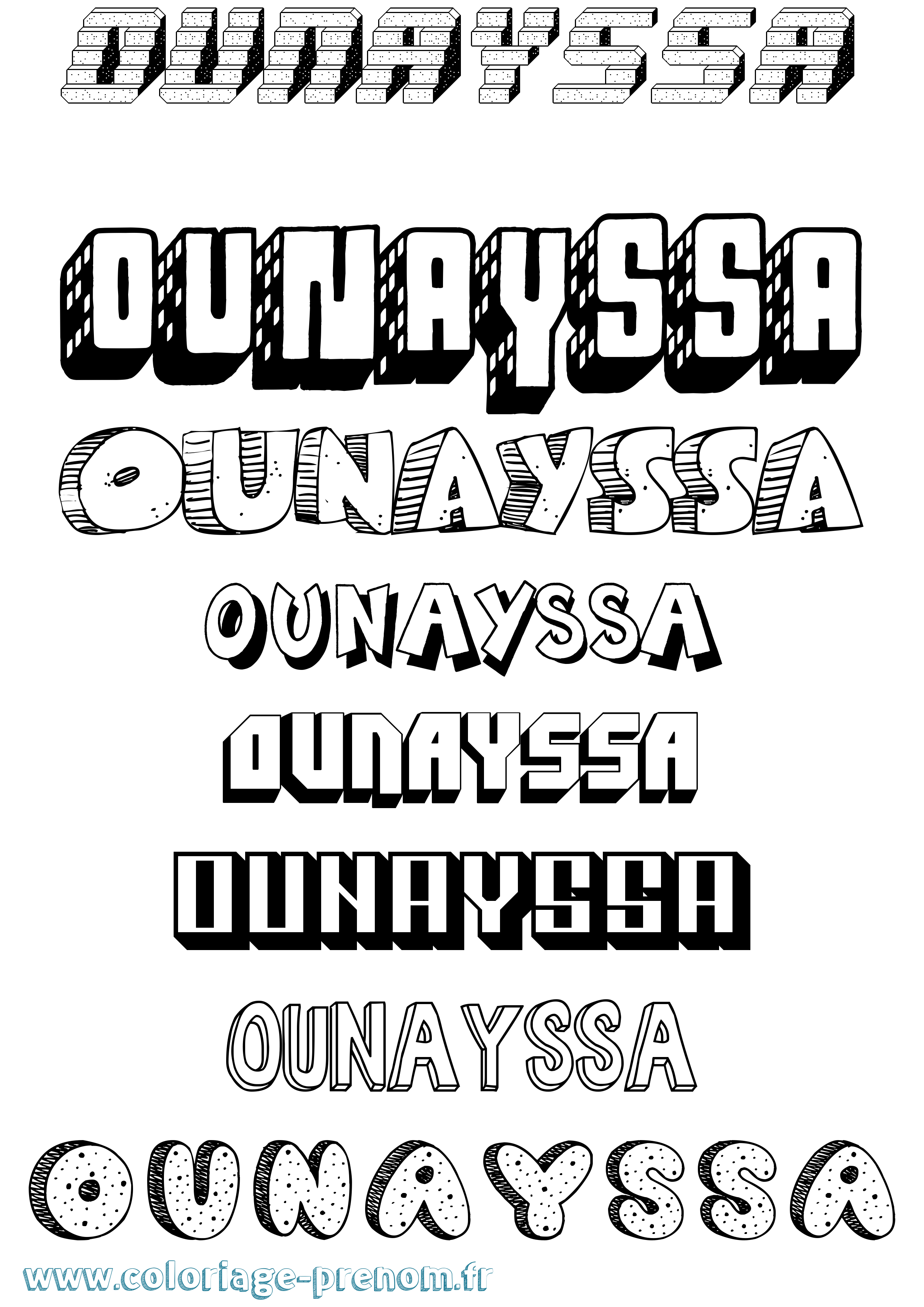 Coloriage Ounayssa Effet 3D Coloriage prénom Ounayssa Effet 3D