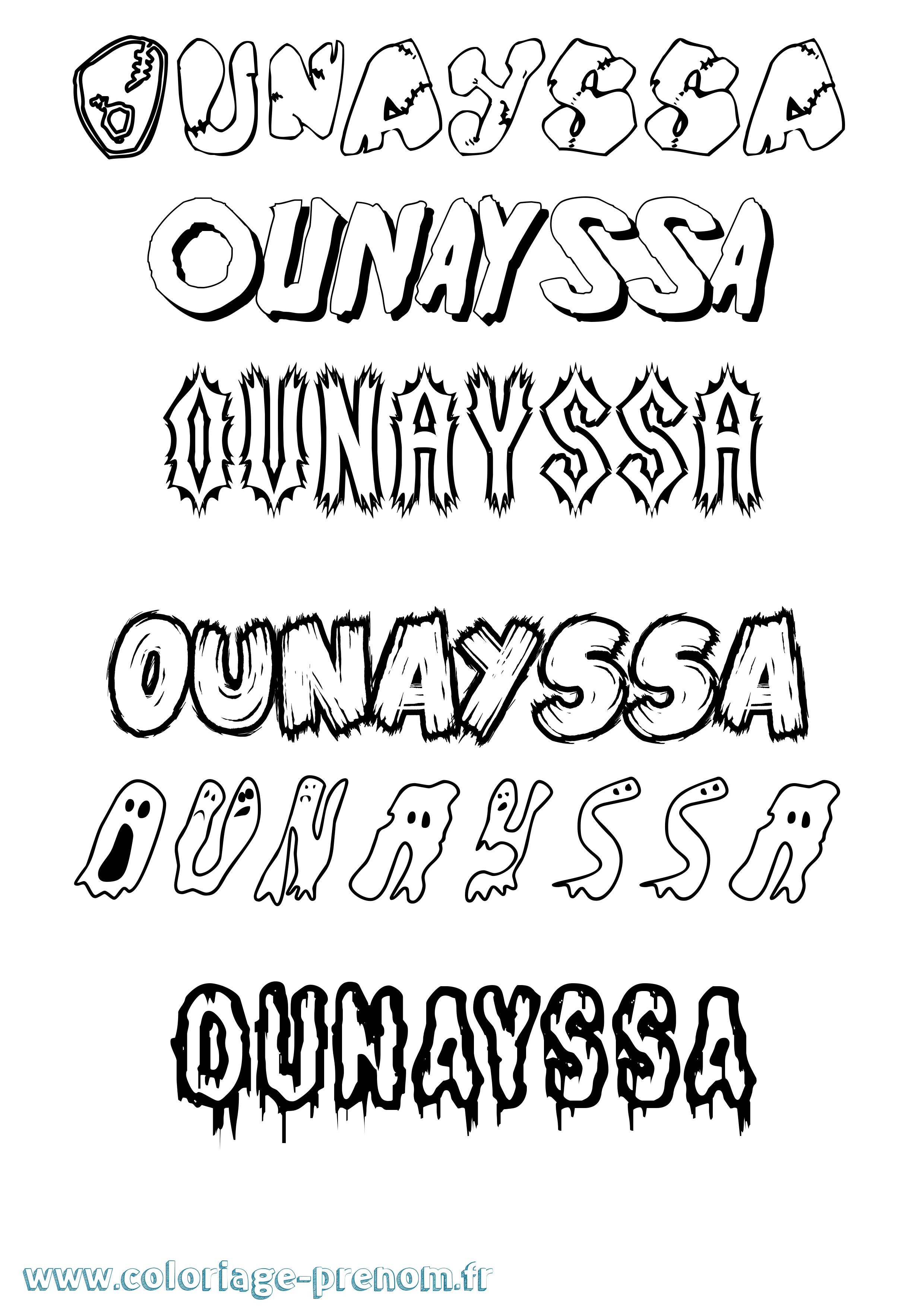 Coloriage Ounayssa Frisson Coloriage prénom Ounayssa Frisson