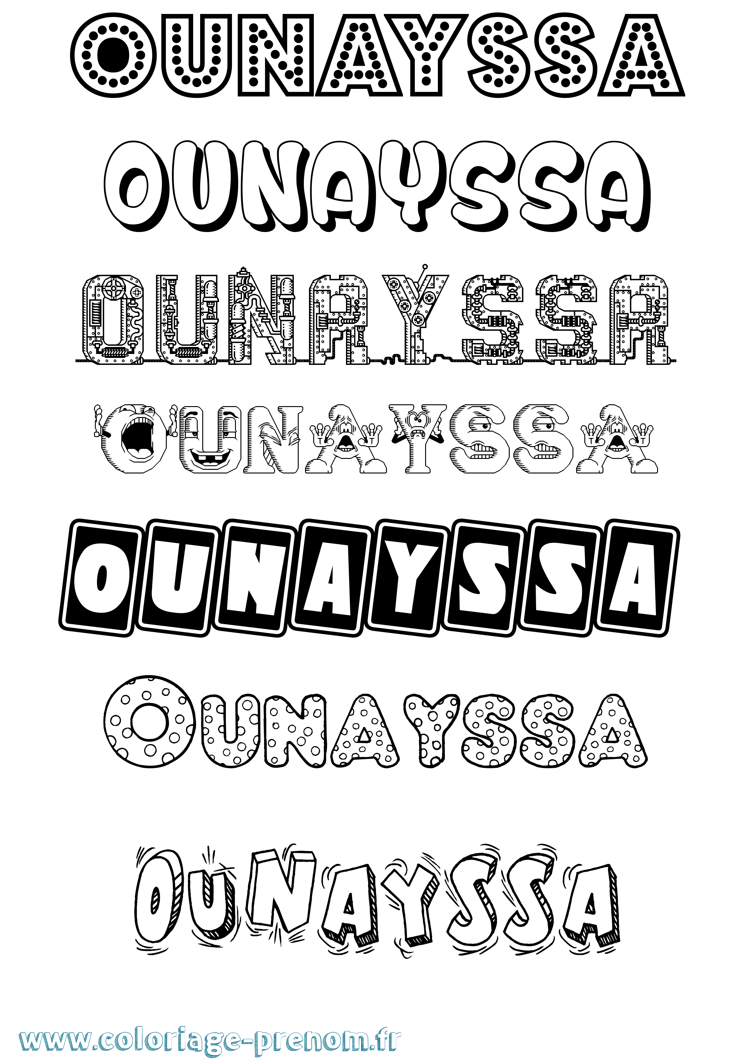 Coloriage Ounayssa Fun Coloriage prénom Ounayssa Fun