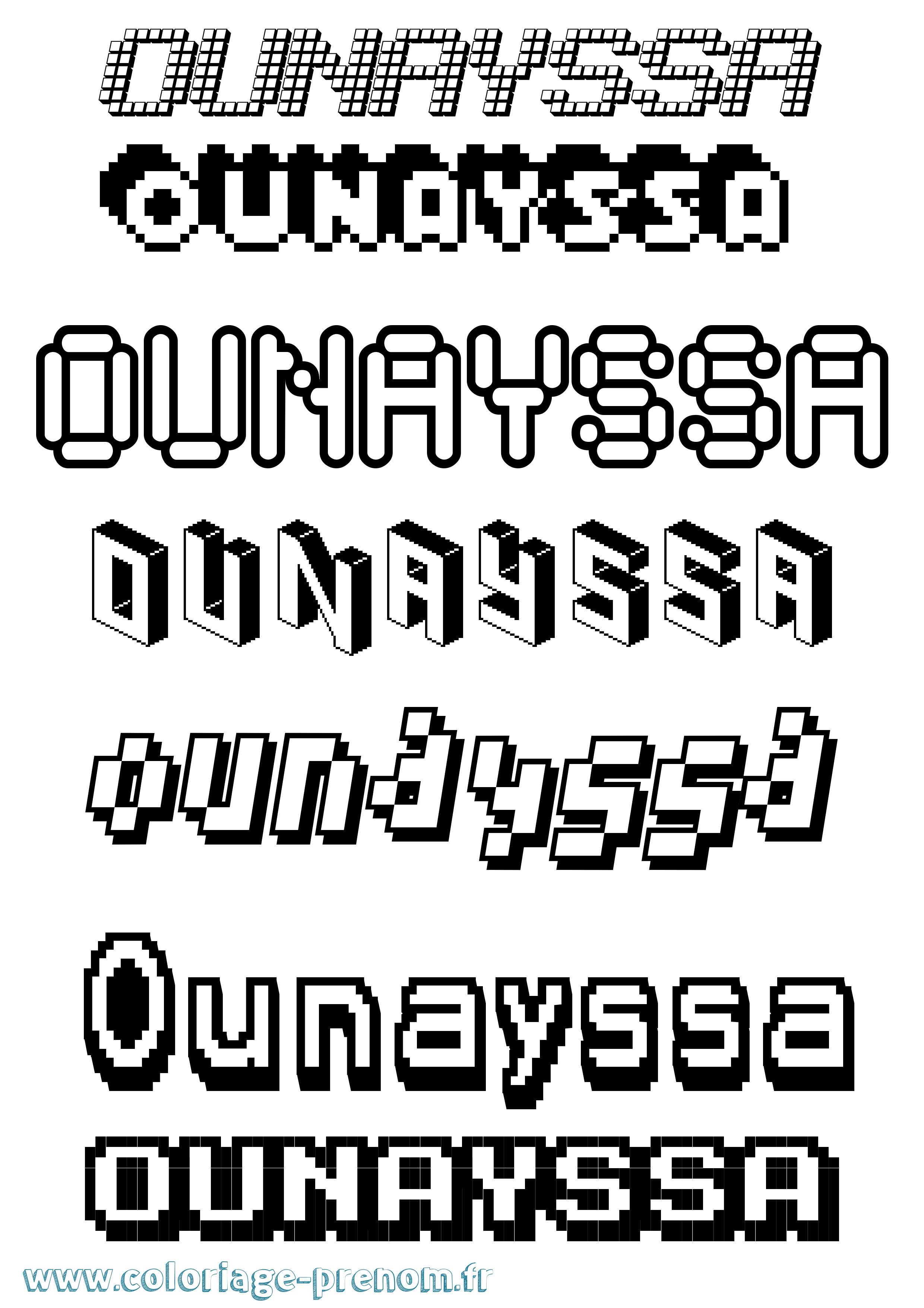 Coloriage Ounayssa Pixel Coloriage prénom Ounayssa Pixel