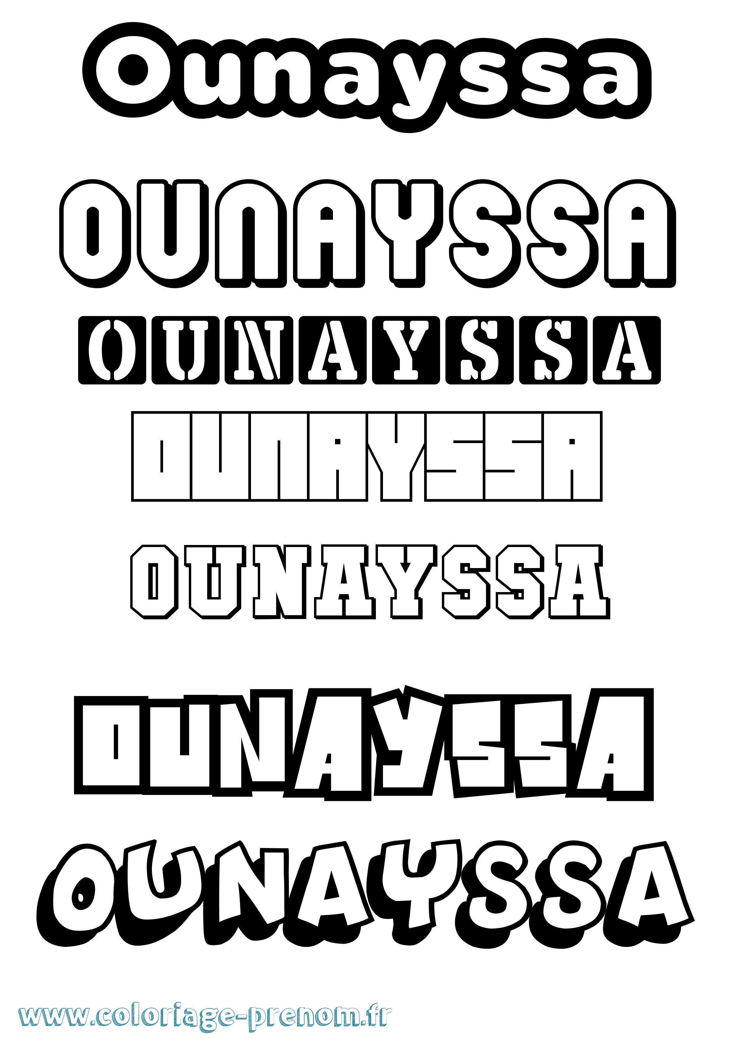 Coloriage Ounayssa Simple Coloriage prénom Ounayssa Simple
