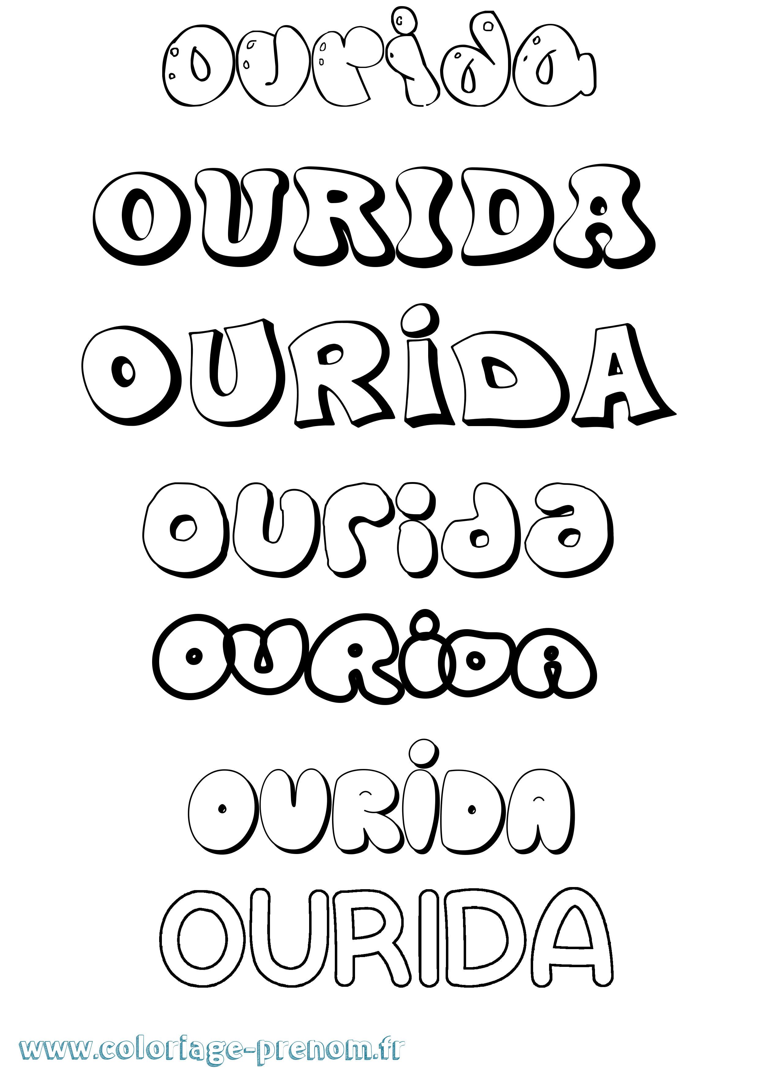 Coloriage Ourida Bubble Coloriage prénom Ourida Bubble