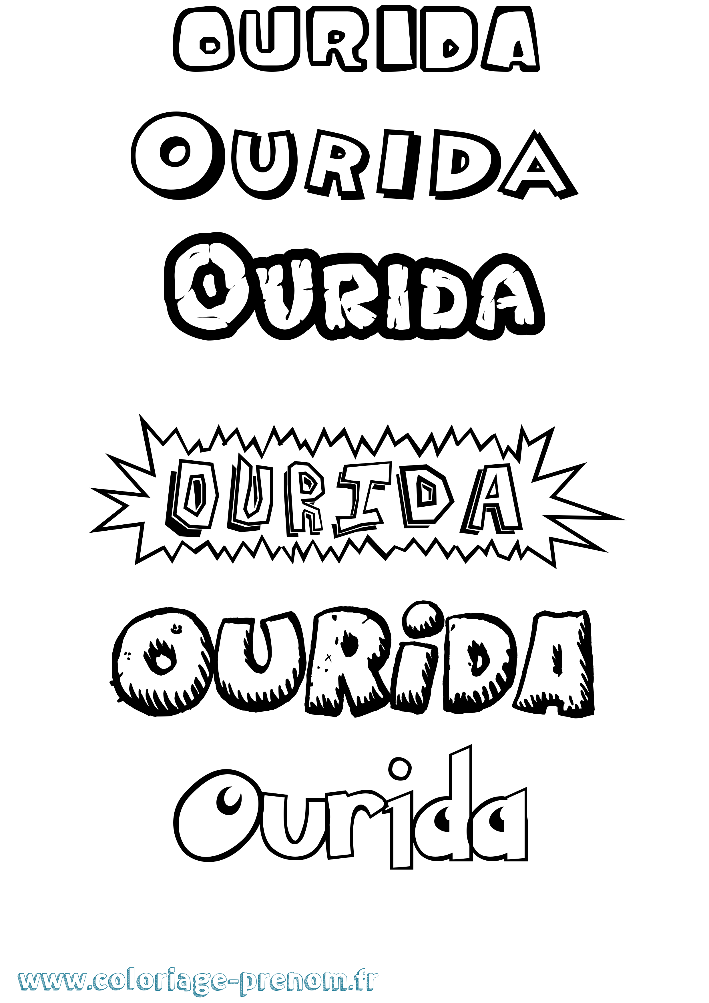 Coloriage Ourida Dessin Animé Coloriage prénom Ourida Dessin Animé