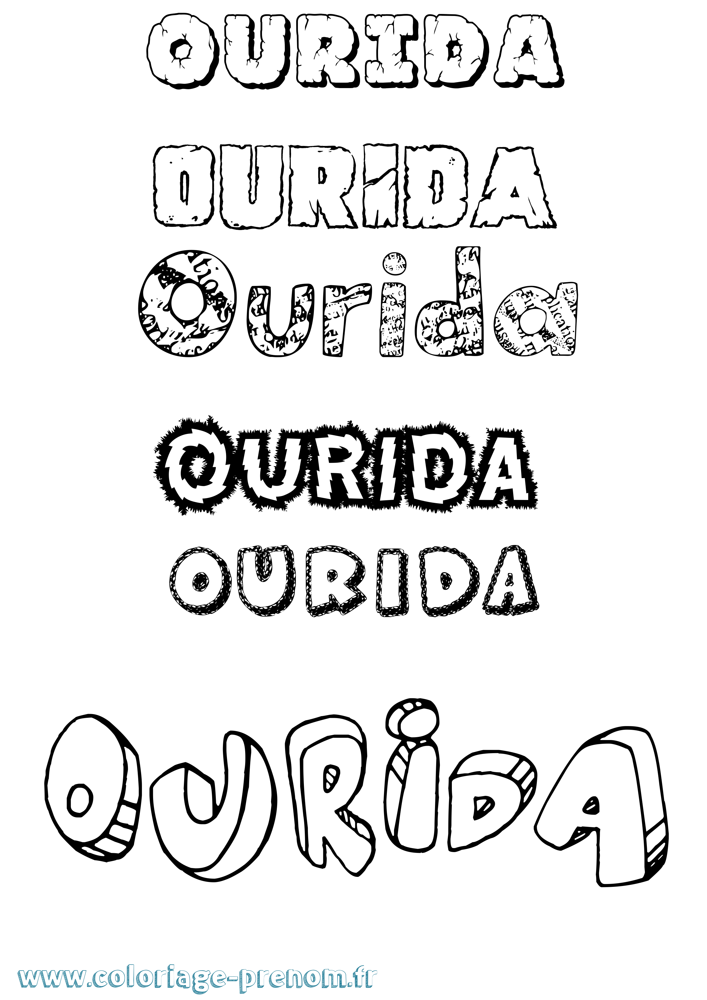 Coloriage Ourida Destructuré Coloriage prénom Ourida Destructuré