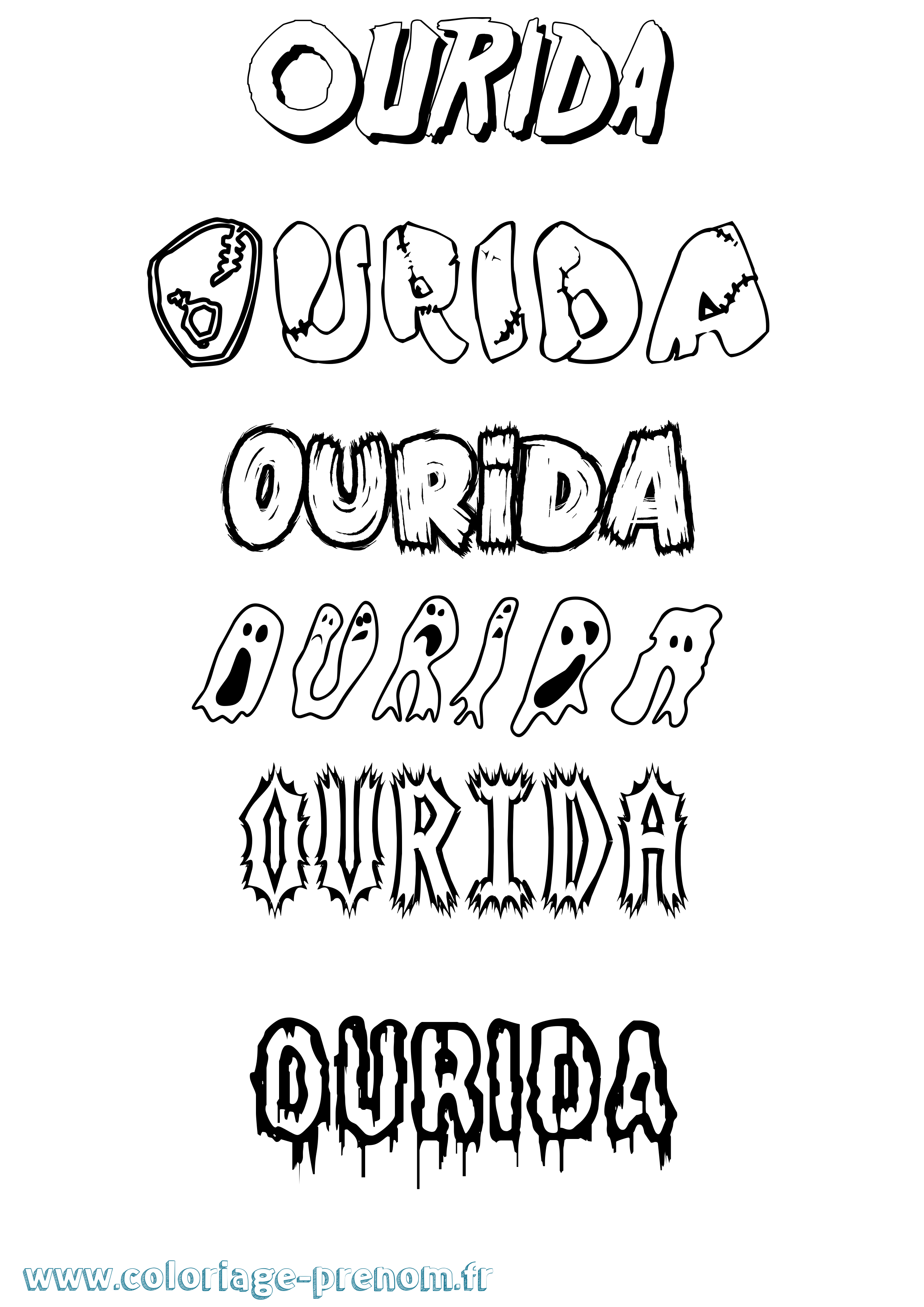 Coloriage Ourida Frisson Coloriage prénom Ourida Frisson