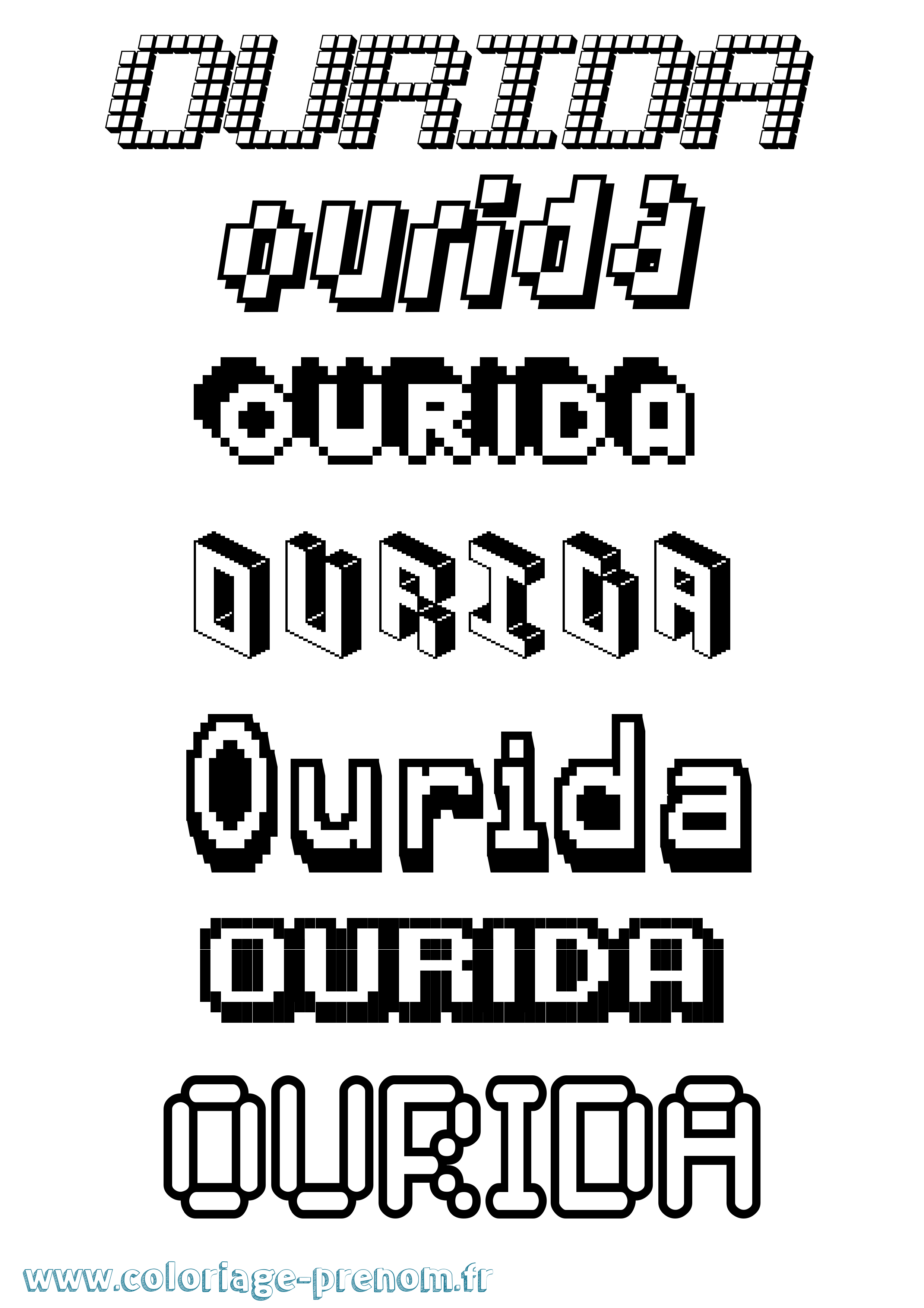 Coloriage Ourida Pixel Coloriage prénom Ourida Pixel