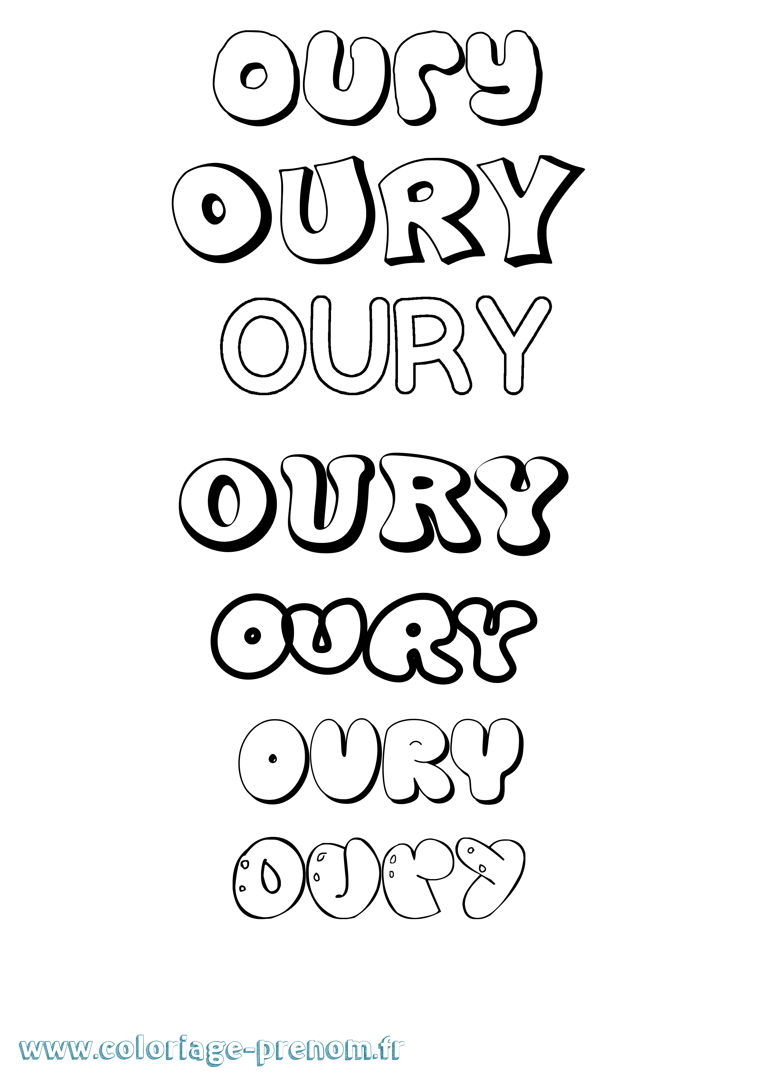 Coloriage Oury Bubble Coloriage prénom Oury Bubble