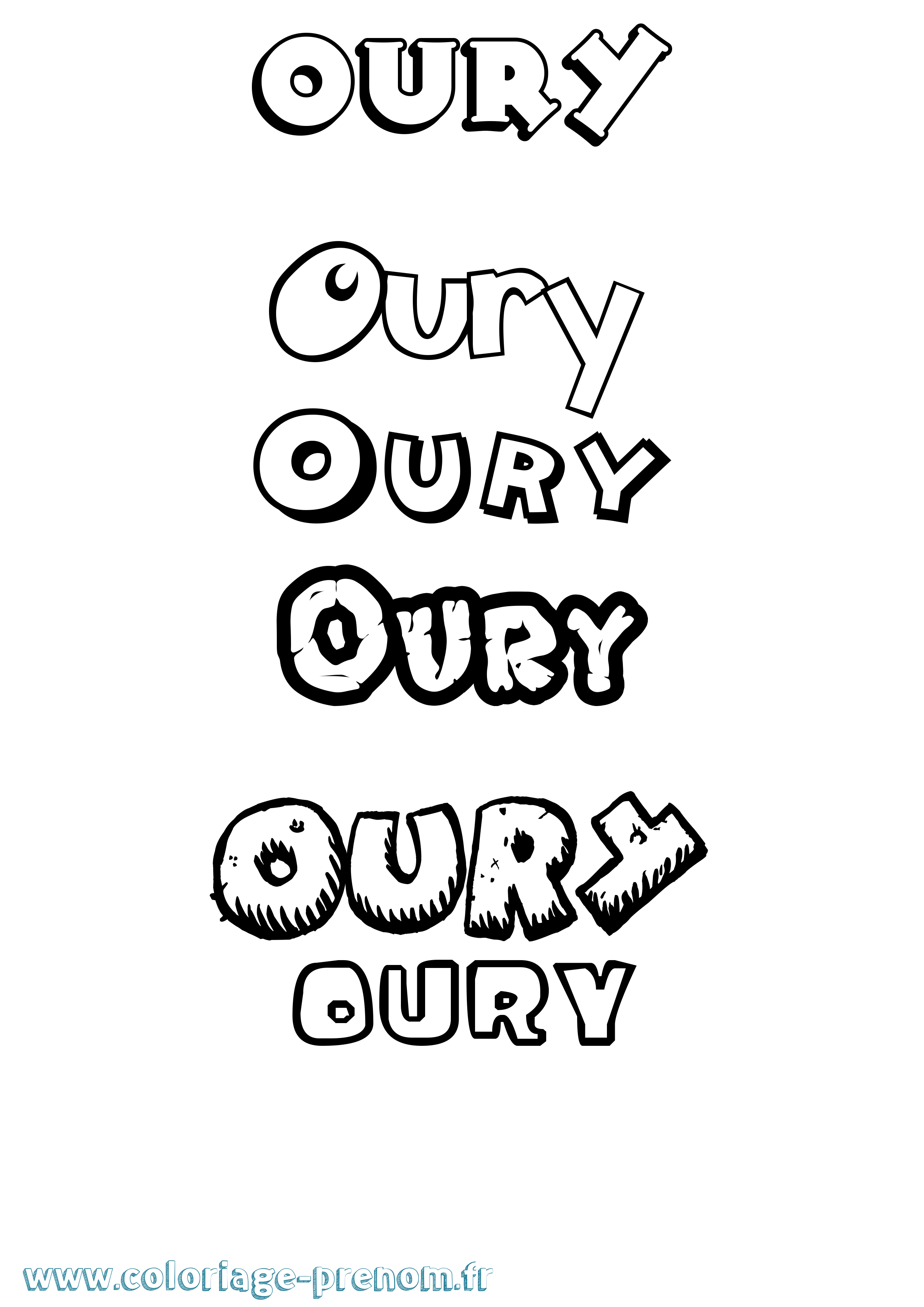 Coloriage Oury Dessin Animé Coloriage prénom Oury Dessin Animé