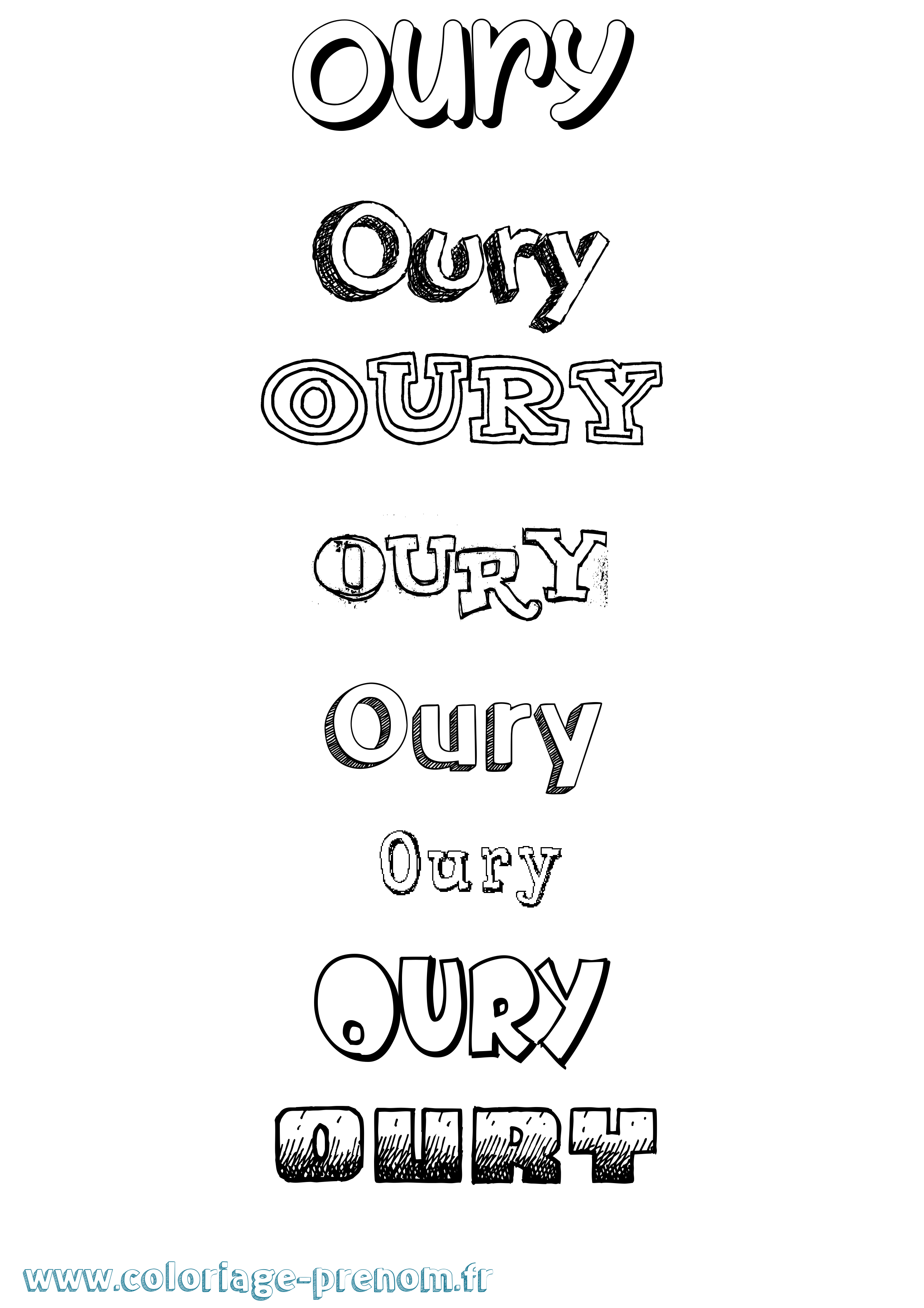 Coloriage Oury Dessiné Coloriage prénom Oury Dessiné