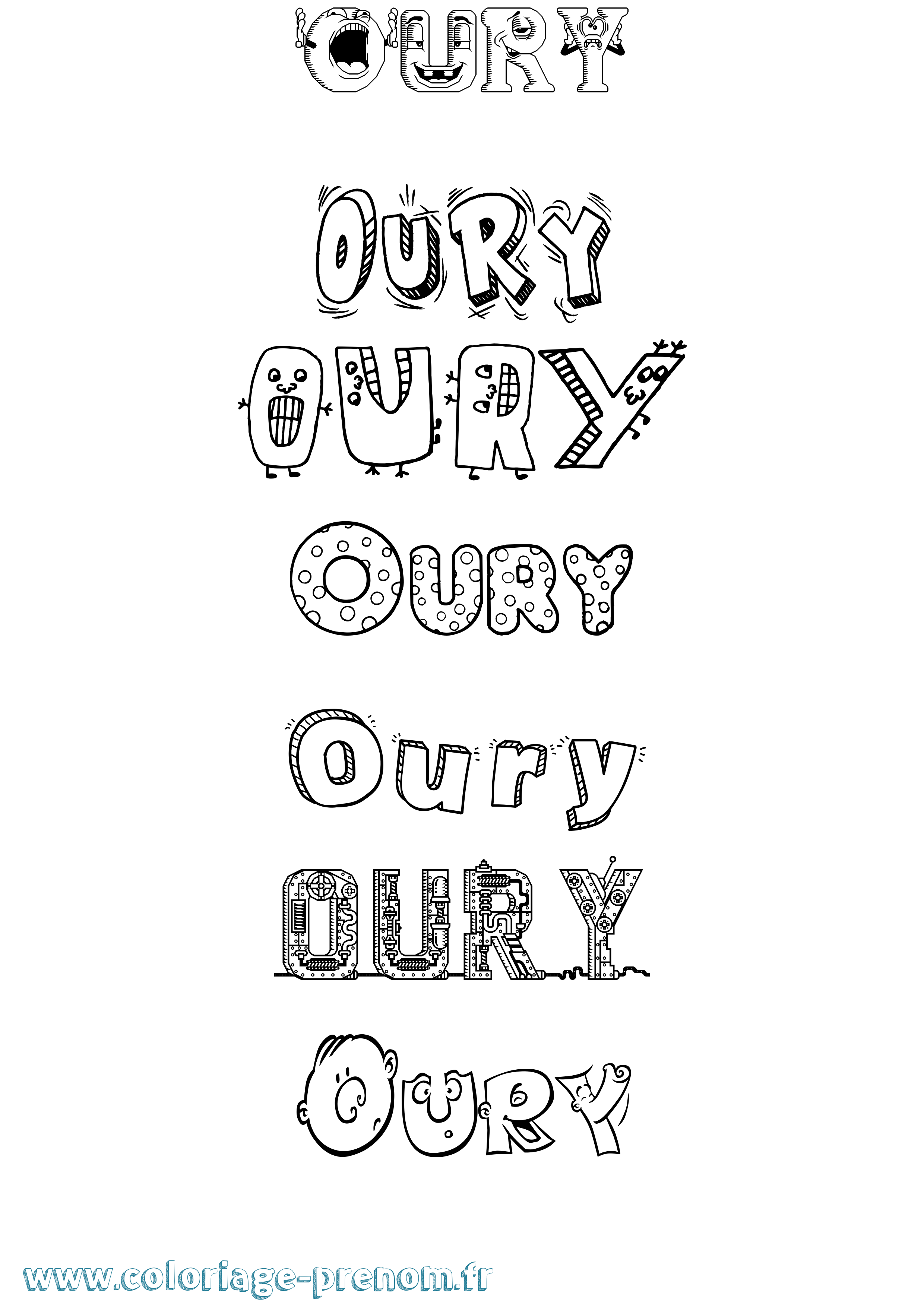 Coloriage Oury Fun Coloriage prénom Oury Fun