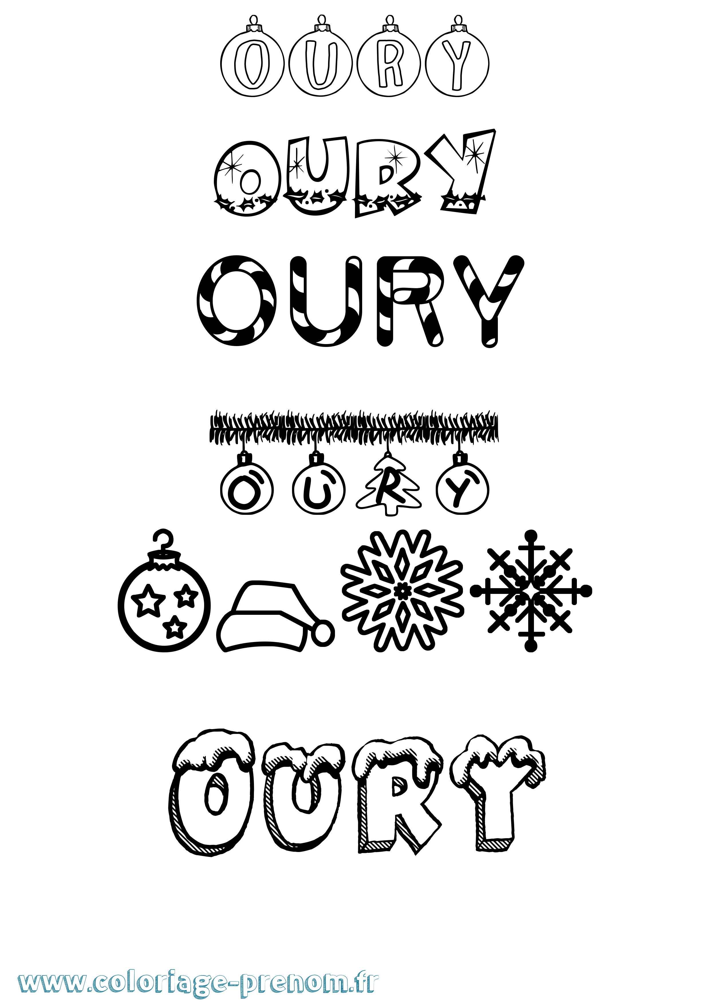 Coloriage Oury Noël Coloriage prénom Oury Noël