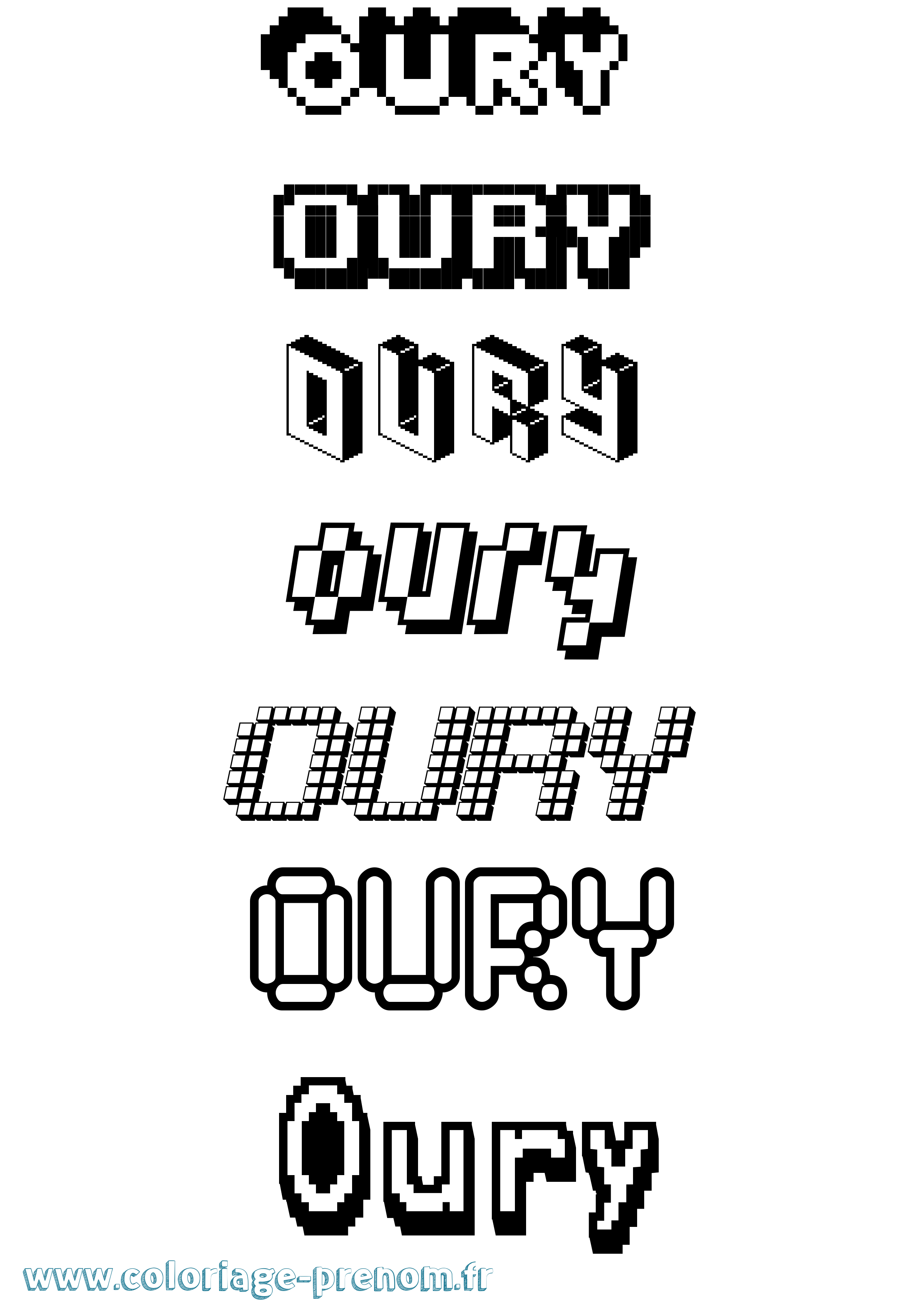 Coloriage Oury Pixel Coloriage prénom Oury Pixel