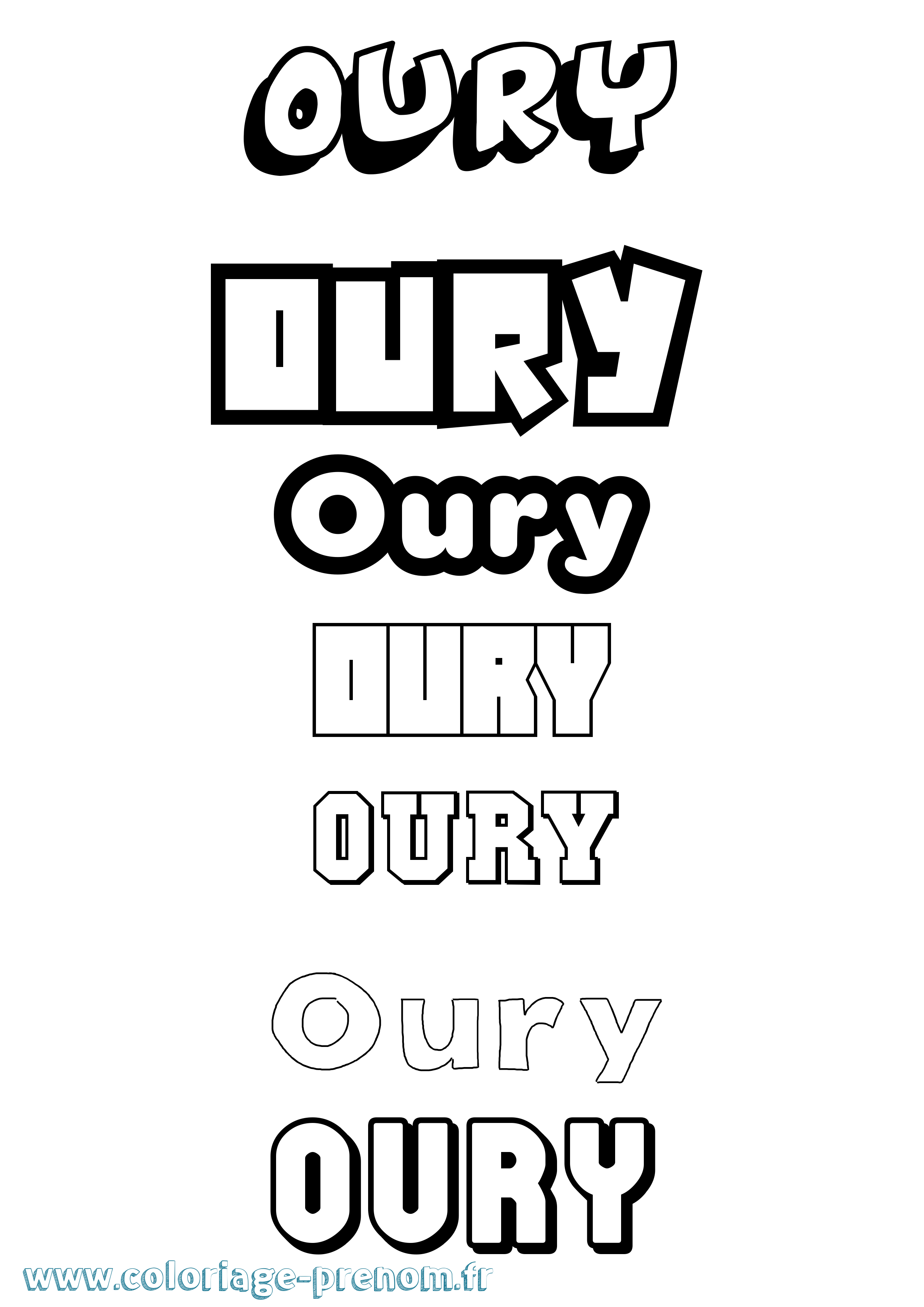 Coloriage Oury Simple Coloriage prénom Oury Simple