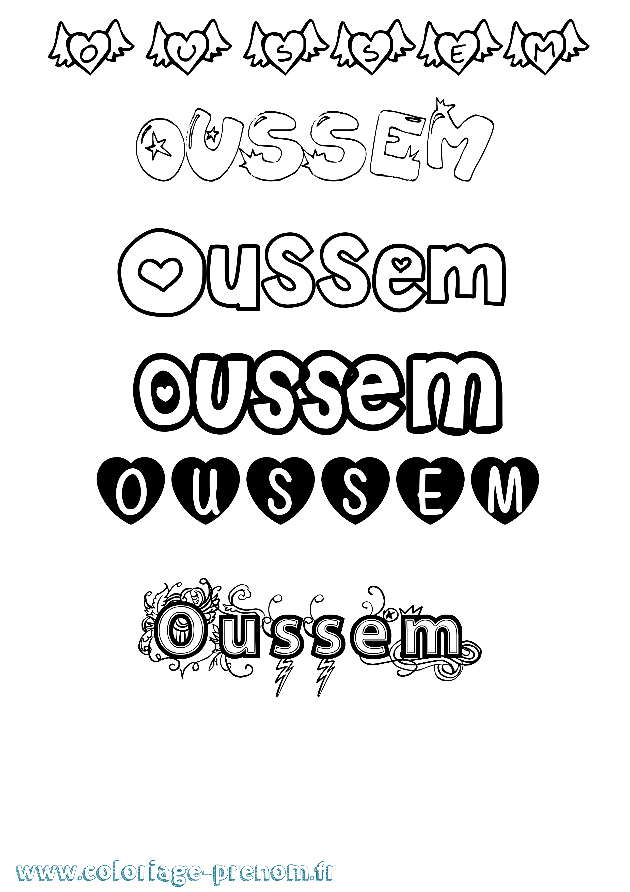 Coloriage Oussem Girly Coloriage prénom Oussem Girly