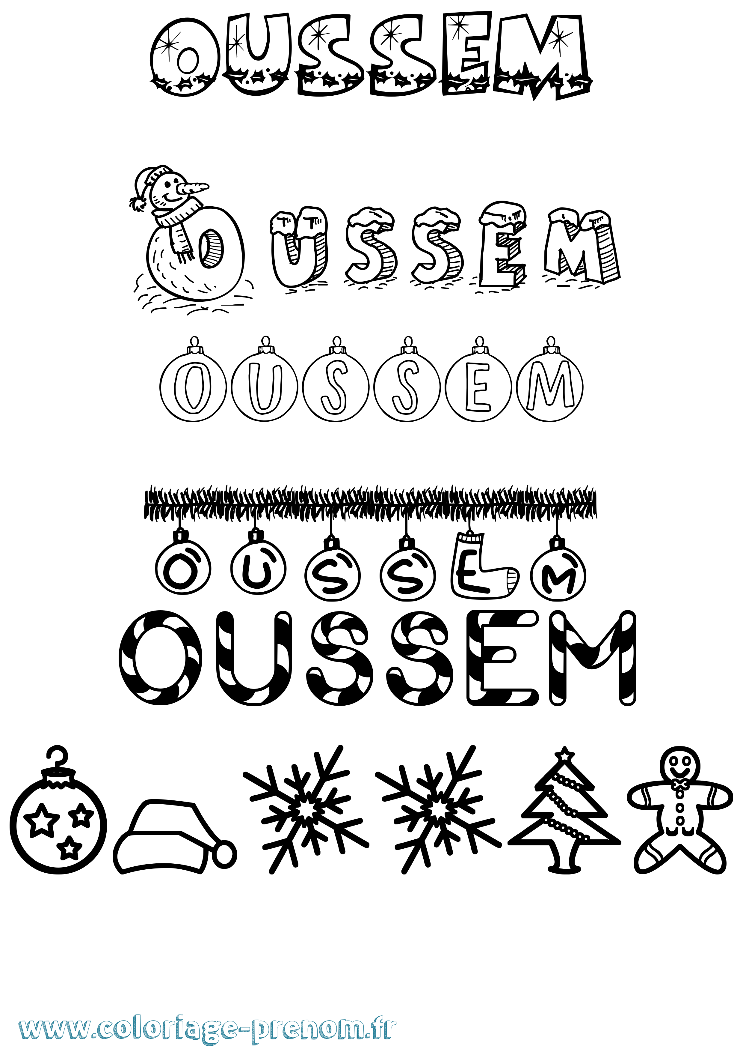 Coloriage Oussem Noël Coloriage prénom Oussem Noël
