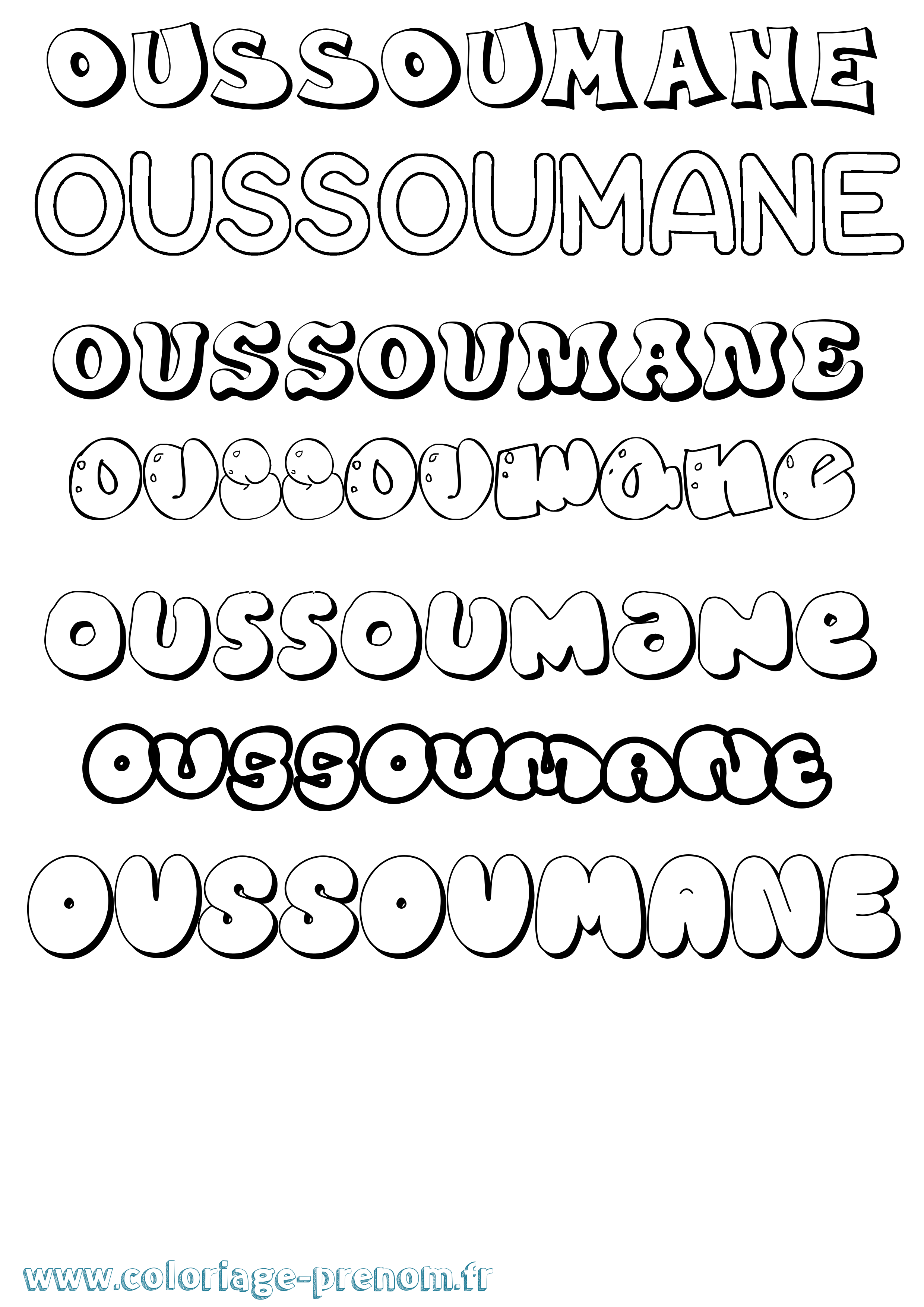 Coloriage Oussoumane Bubble Coloriage prénom Oussoumane Bubble