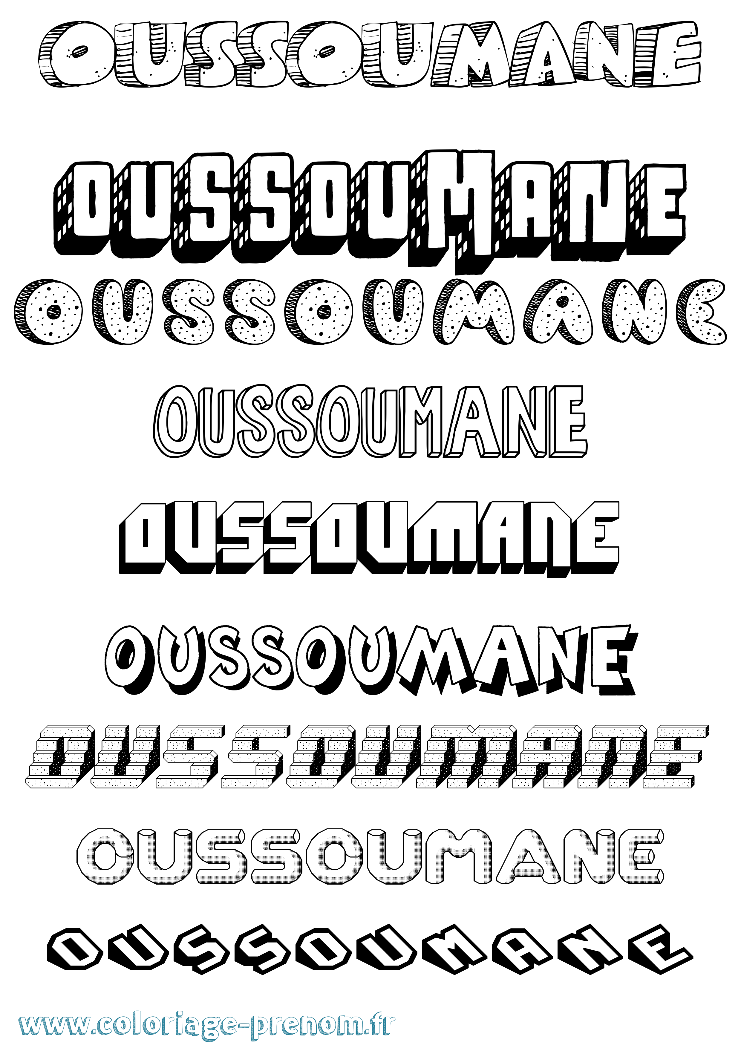 Coloriage Oussoumane Effet 3D Coloriage prénom Oussoumane Effet 3D