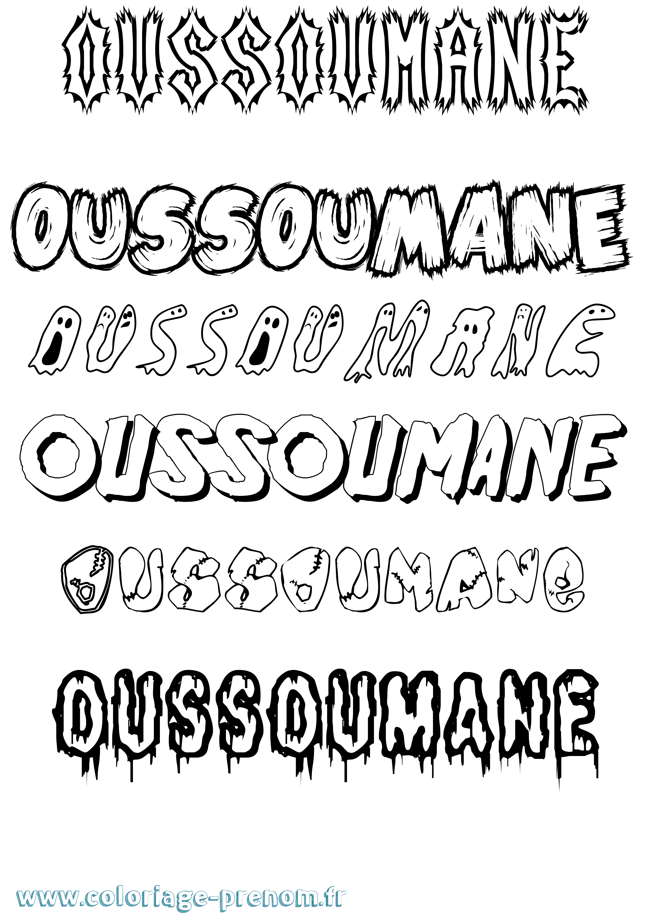 Coloriage Oussoumane Frisson Coloriage prénom Oussoumane Frisson