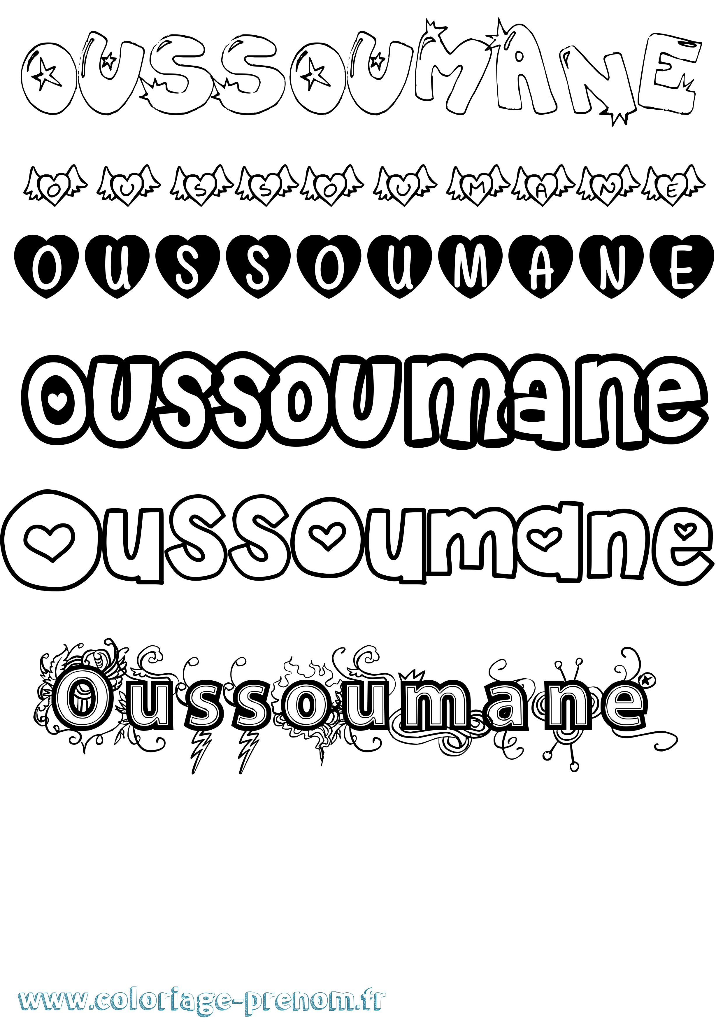 Coloriage Oussoumane Girly Coloriage prénom Oussoumane Girly