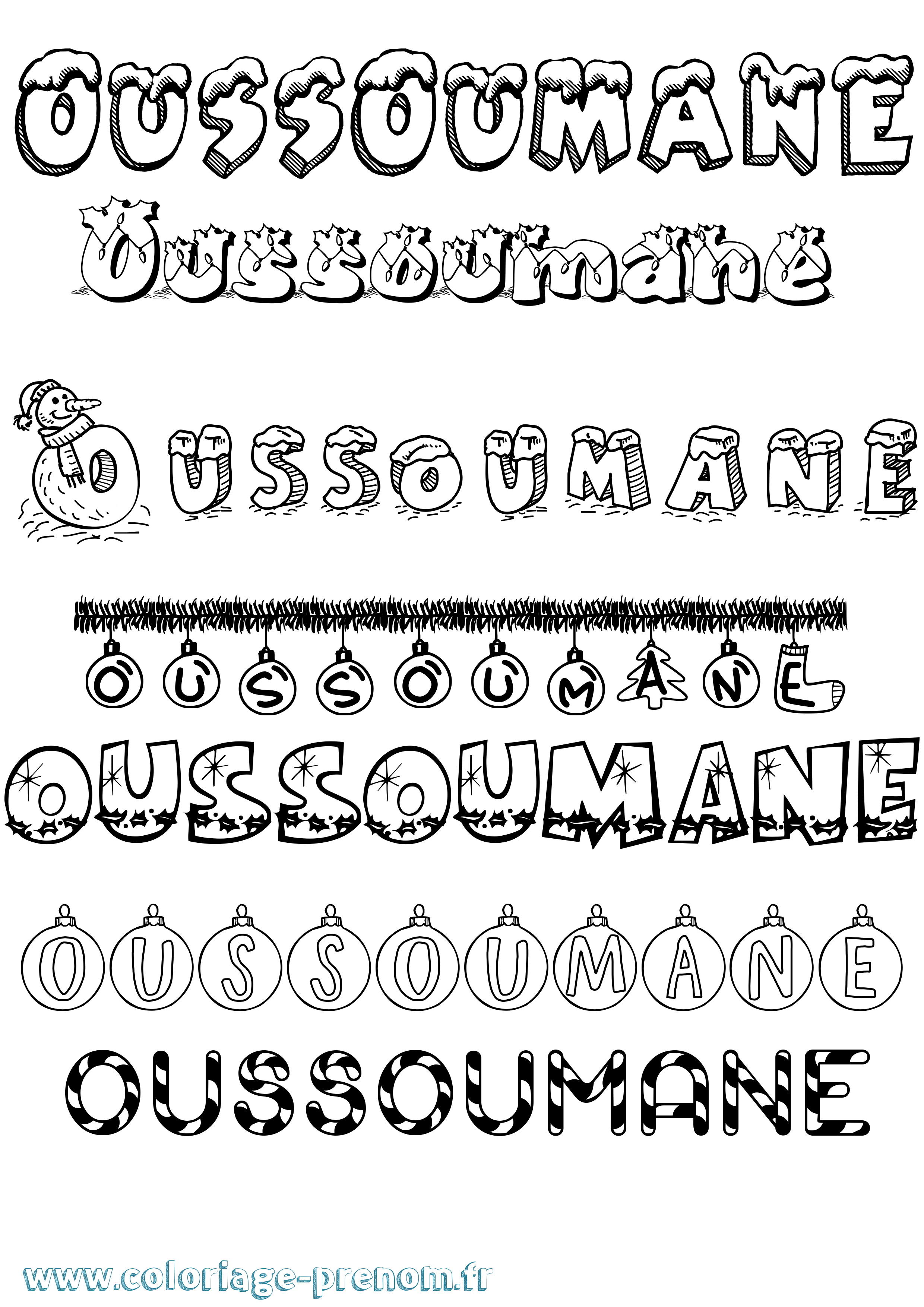 Coloriage Oussoumane Noël Coloriage prénom Oussoumane Noël