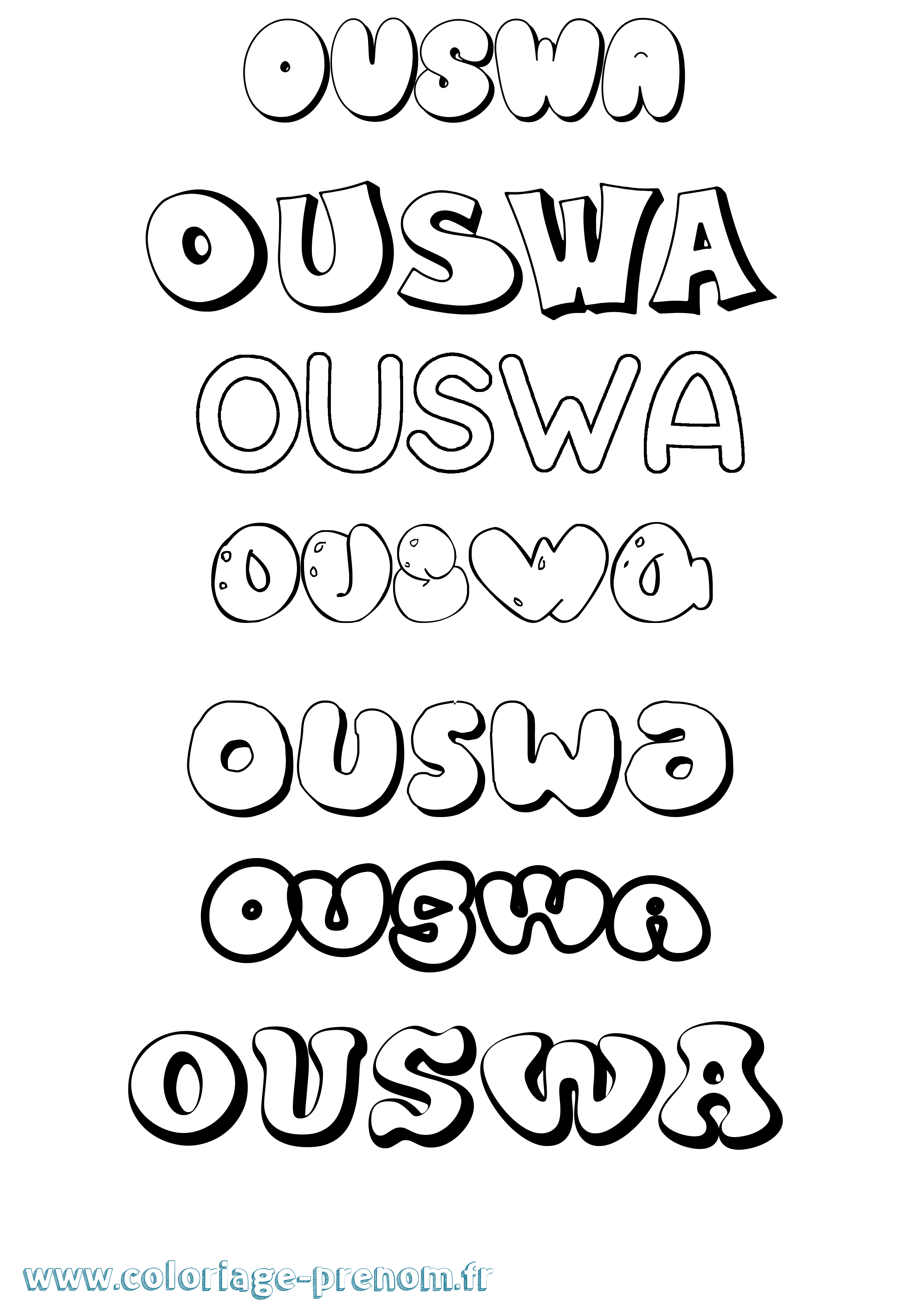 Coloriage Ouswa Bubble Coloriage prénom Ouswa Bubble