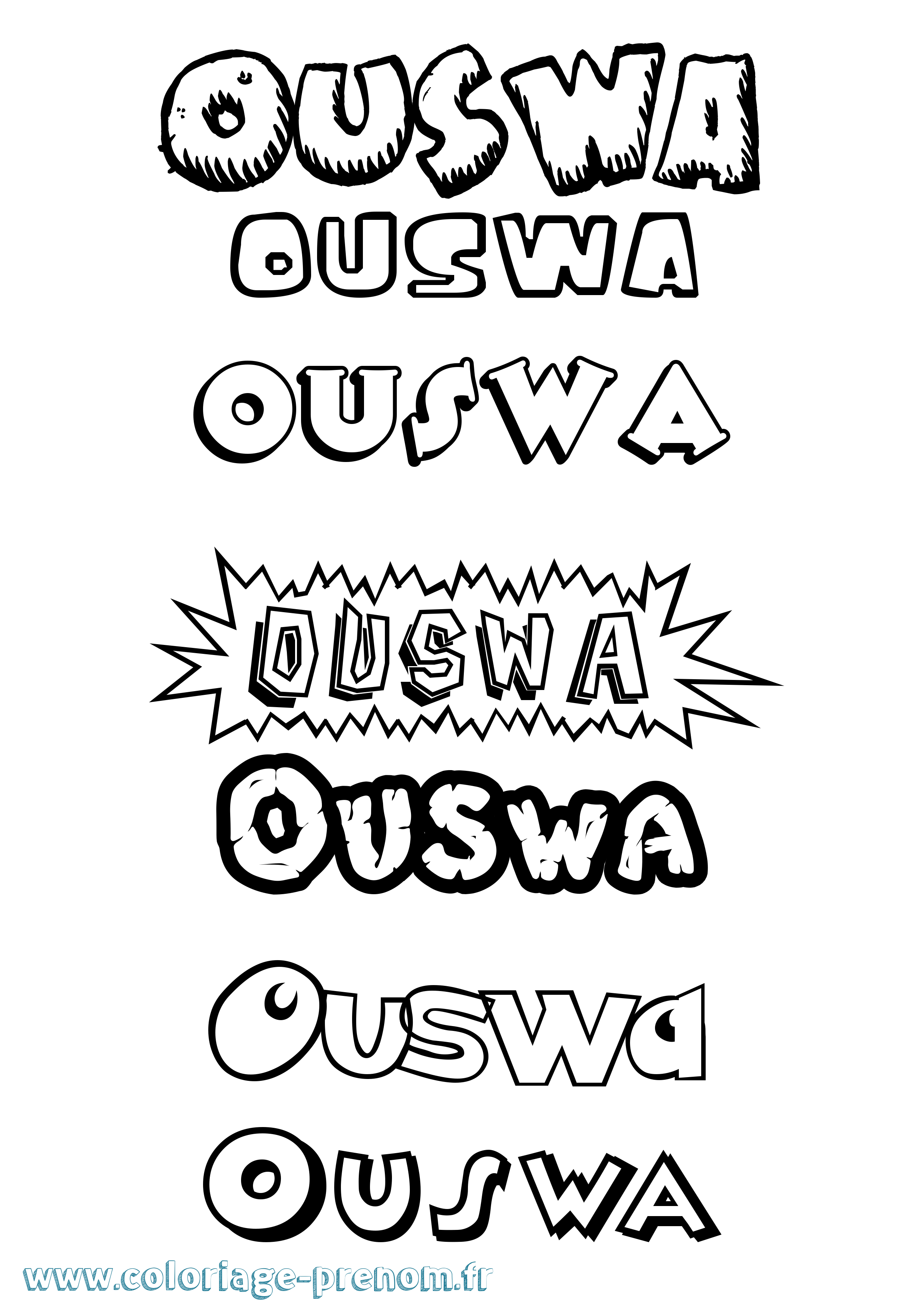Coloriage Ouswa Dessin Animé Coloriage prénom Ouswa Dessin Animé