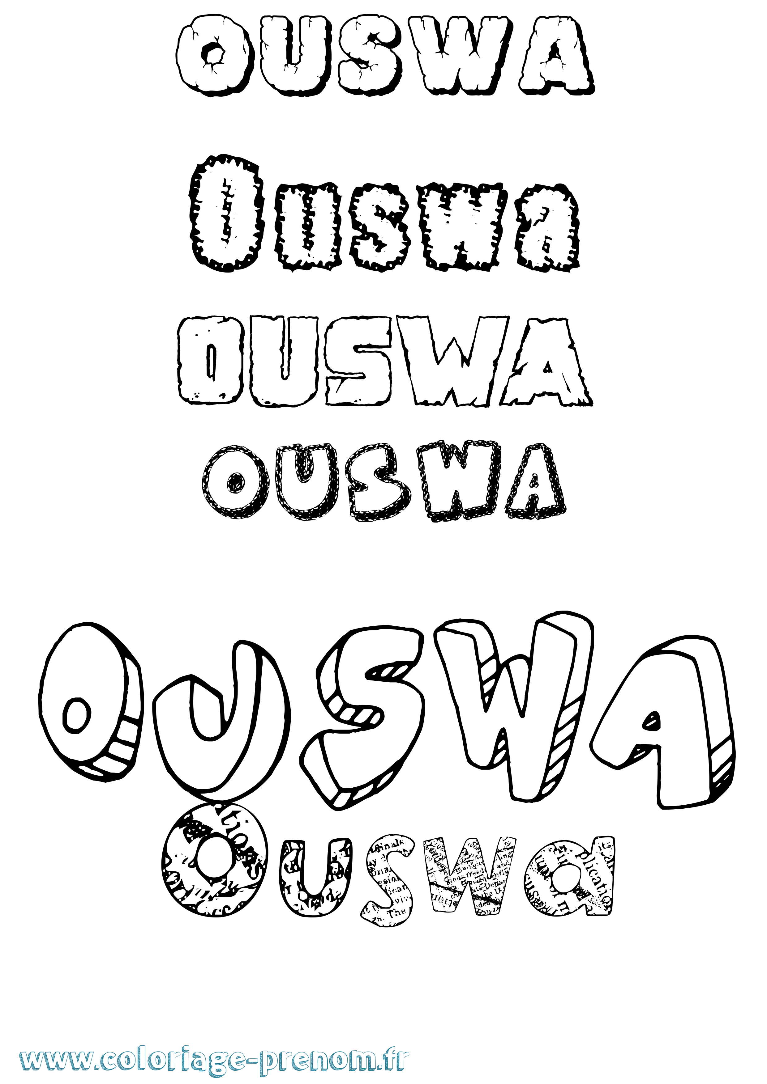 Coloriage Ouswa Destructuré Coloriage prénom Ouswa Destructuré