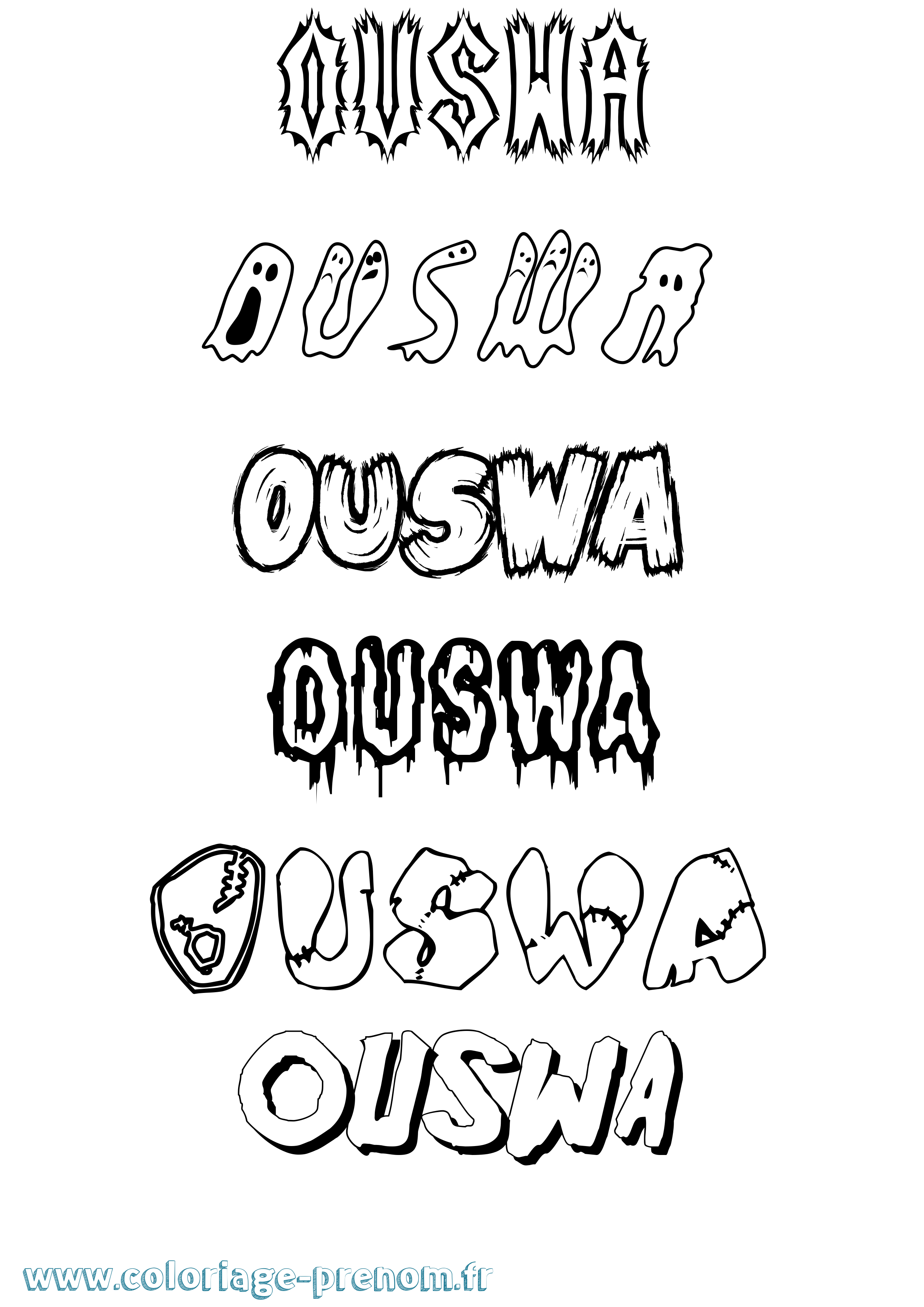Coloriage Ouswa Frisson Coloriage prénom Ouswa Frisson