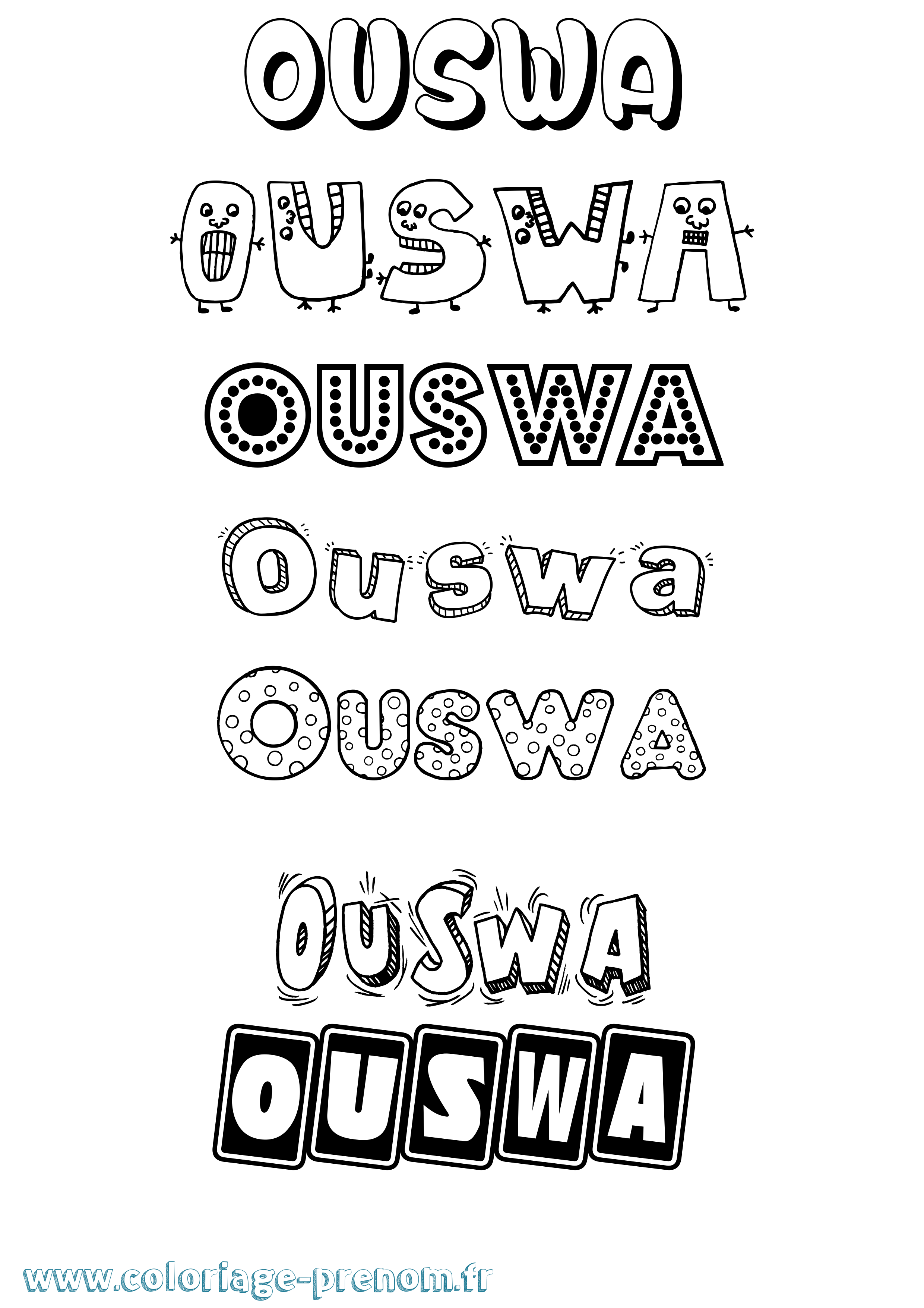 Coloriage Ouswa Fun Coloriage prénom Ouswa Fun
